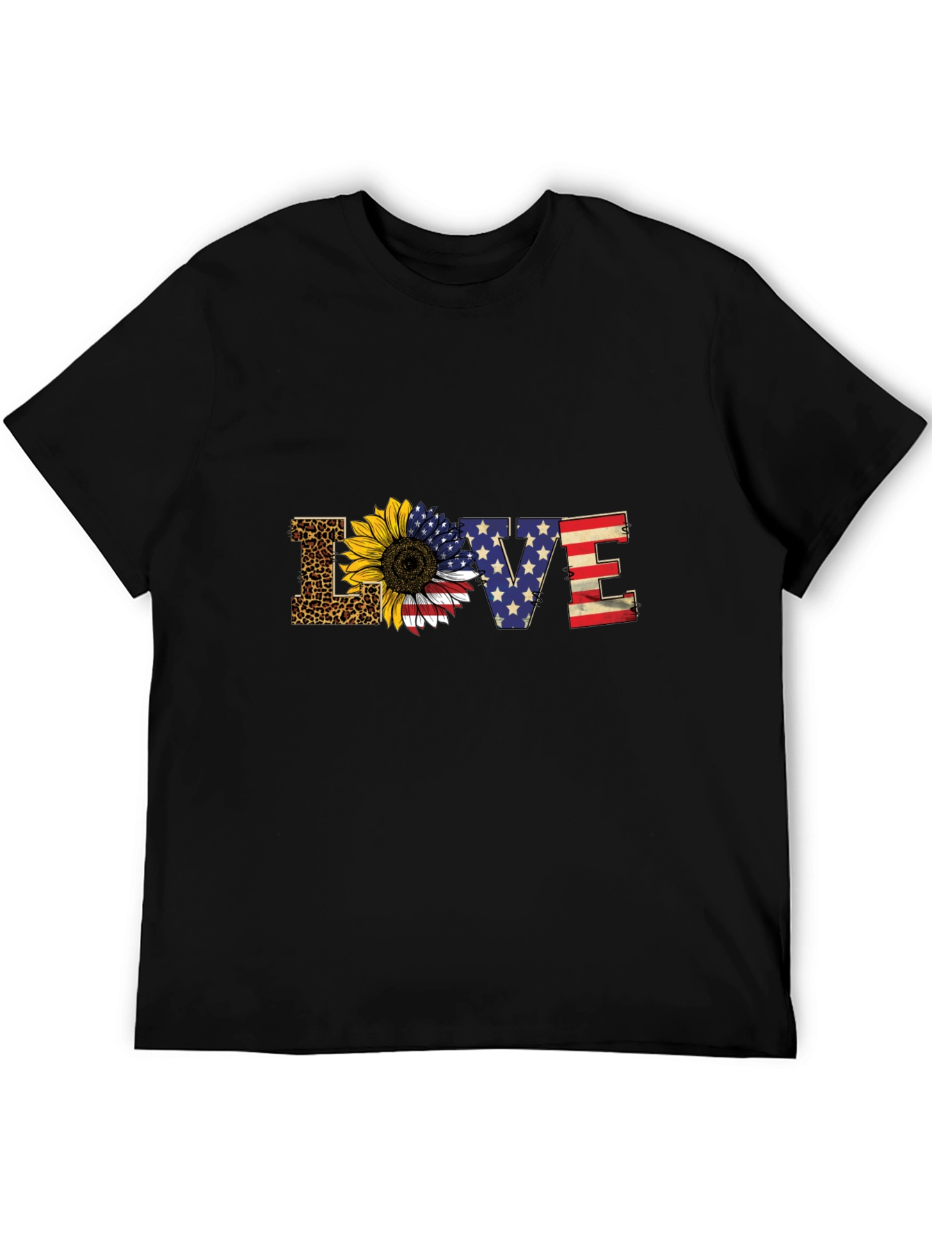 Patriotic Leopard Sunflower LOVE Graphic Tee