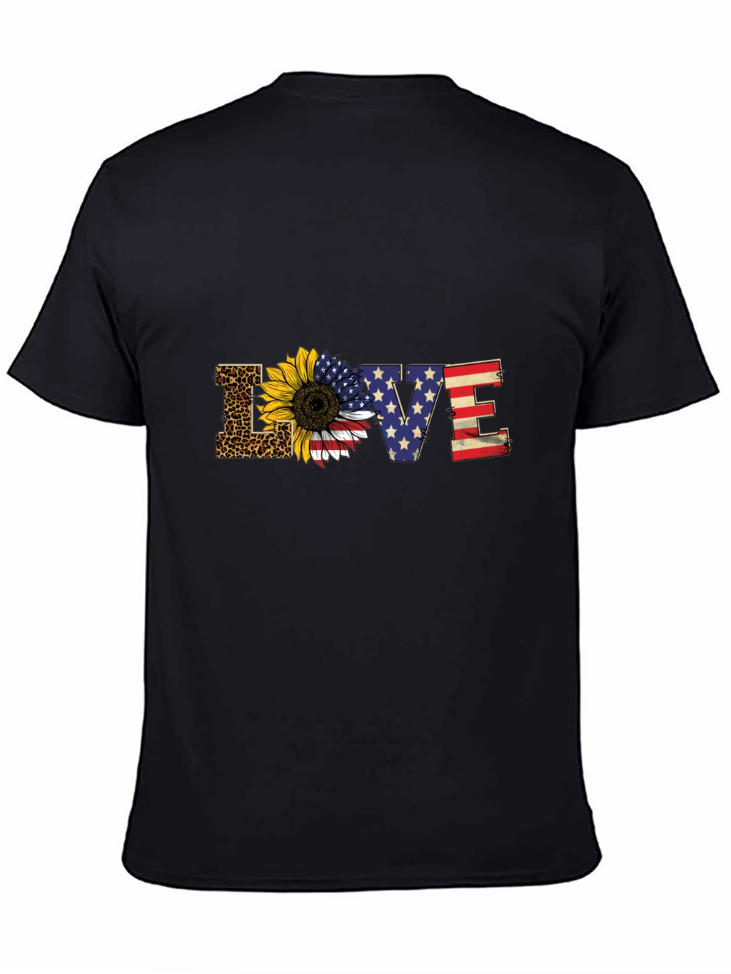Patriotic Leopard Sunflower LOVE Graphic Tee