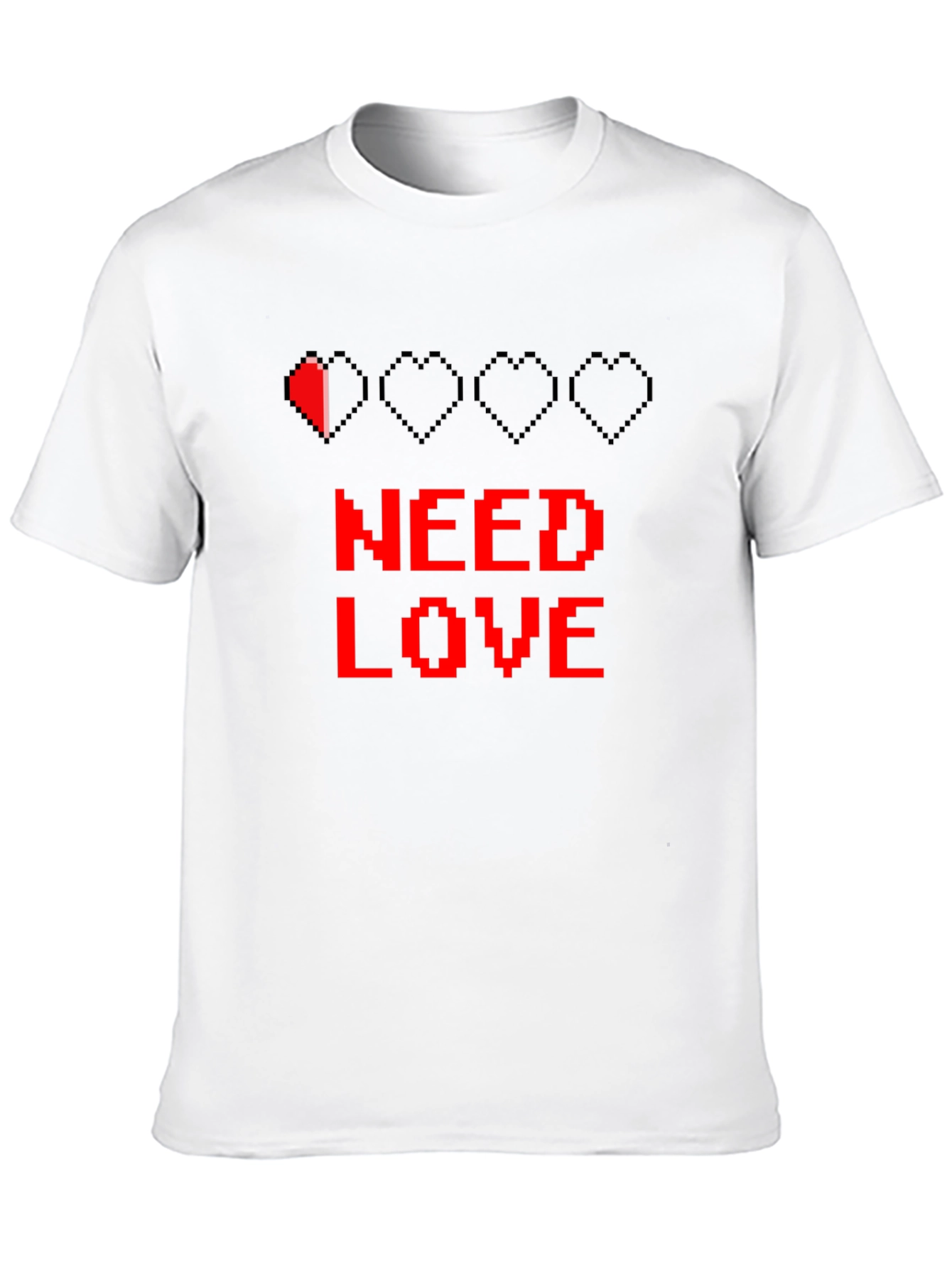 Need Love Black Graphic Tee - Pixel Heart Design
