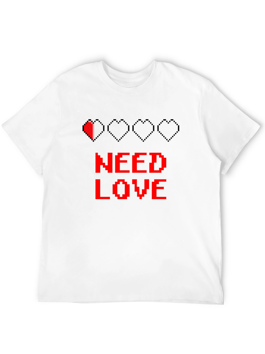 Need Love Black Graphic Tee - Pixel Heart Design
