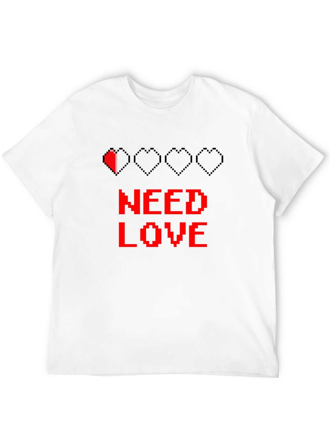 Need Love Black Graphic Tee - Pixel Heart Design