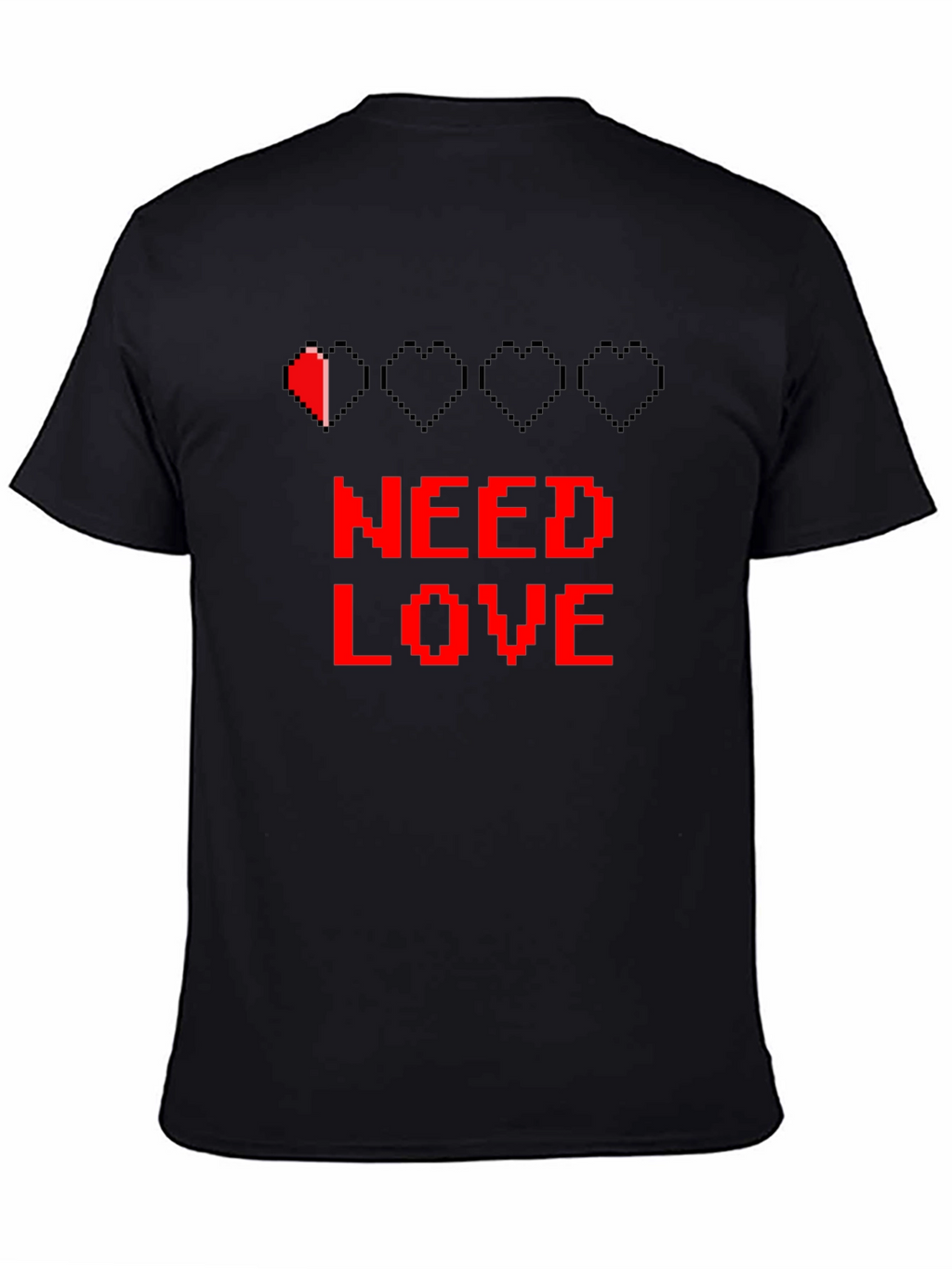 Need Love Black Graphic Tee - Pixel Heart Design