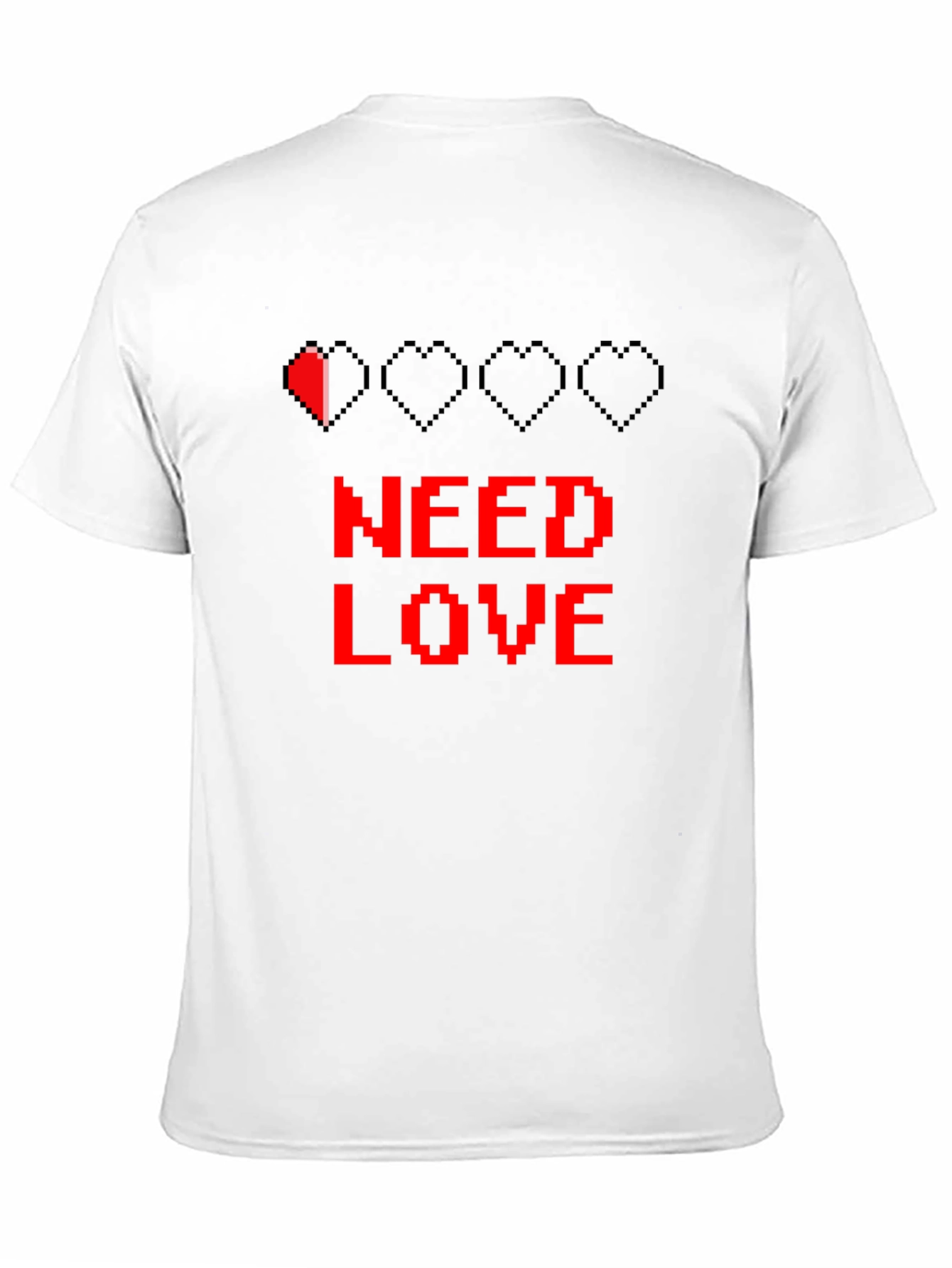 Need Love Black Graphic Tee - Pixel Heart Design