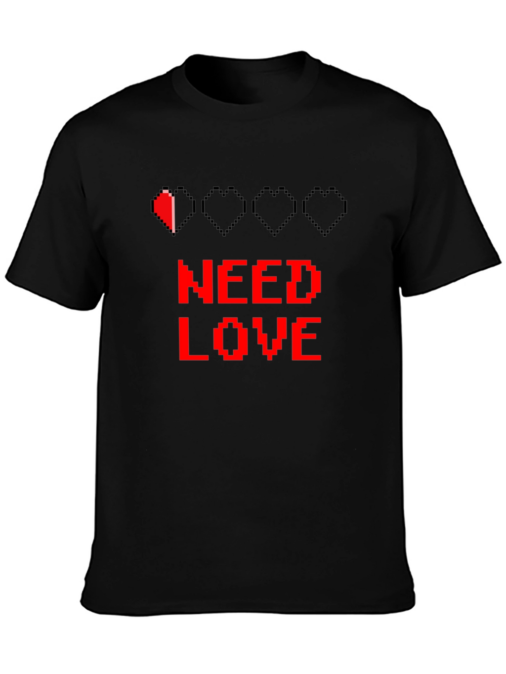 Need Love Black Graphic Tee - Pixel Heart Design