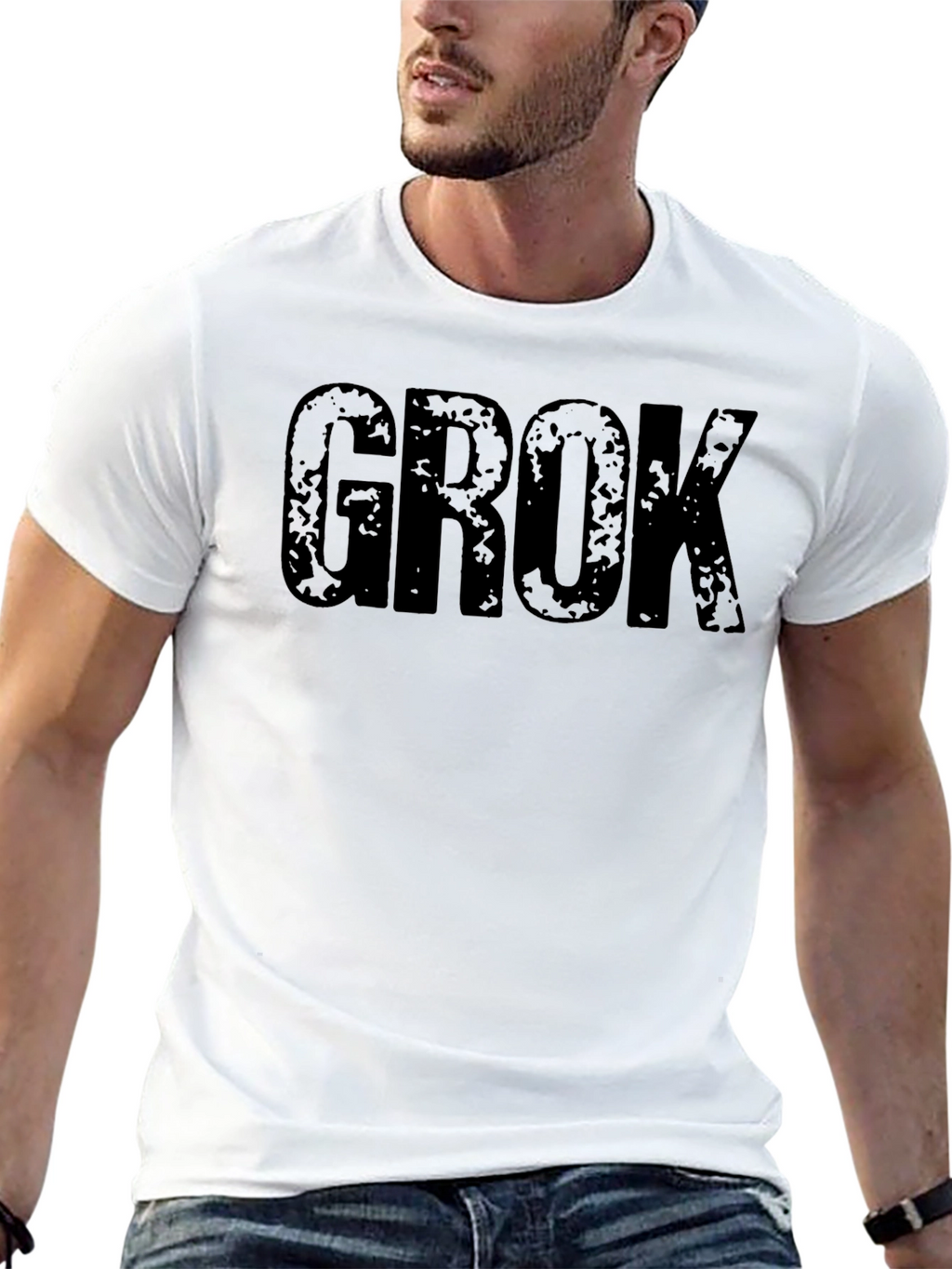 GROK Graphic Tee - Distressed Look