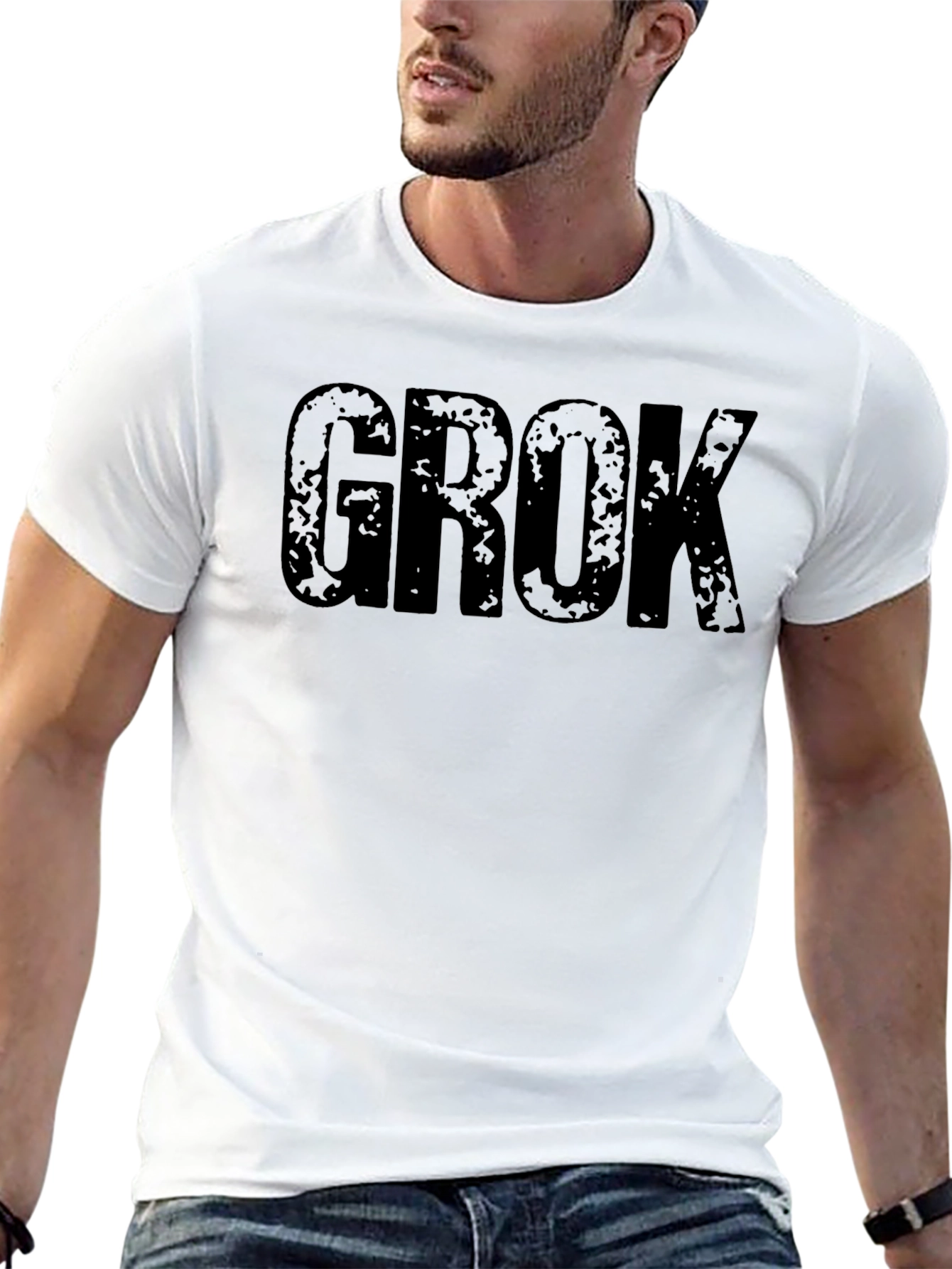 GROK Graphic Tee - Distressed Look