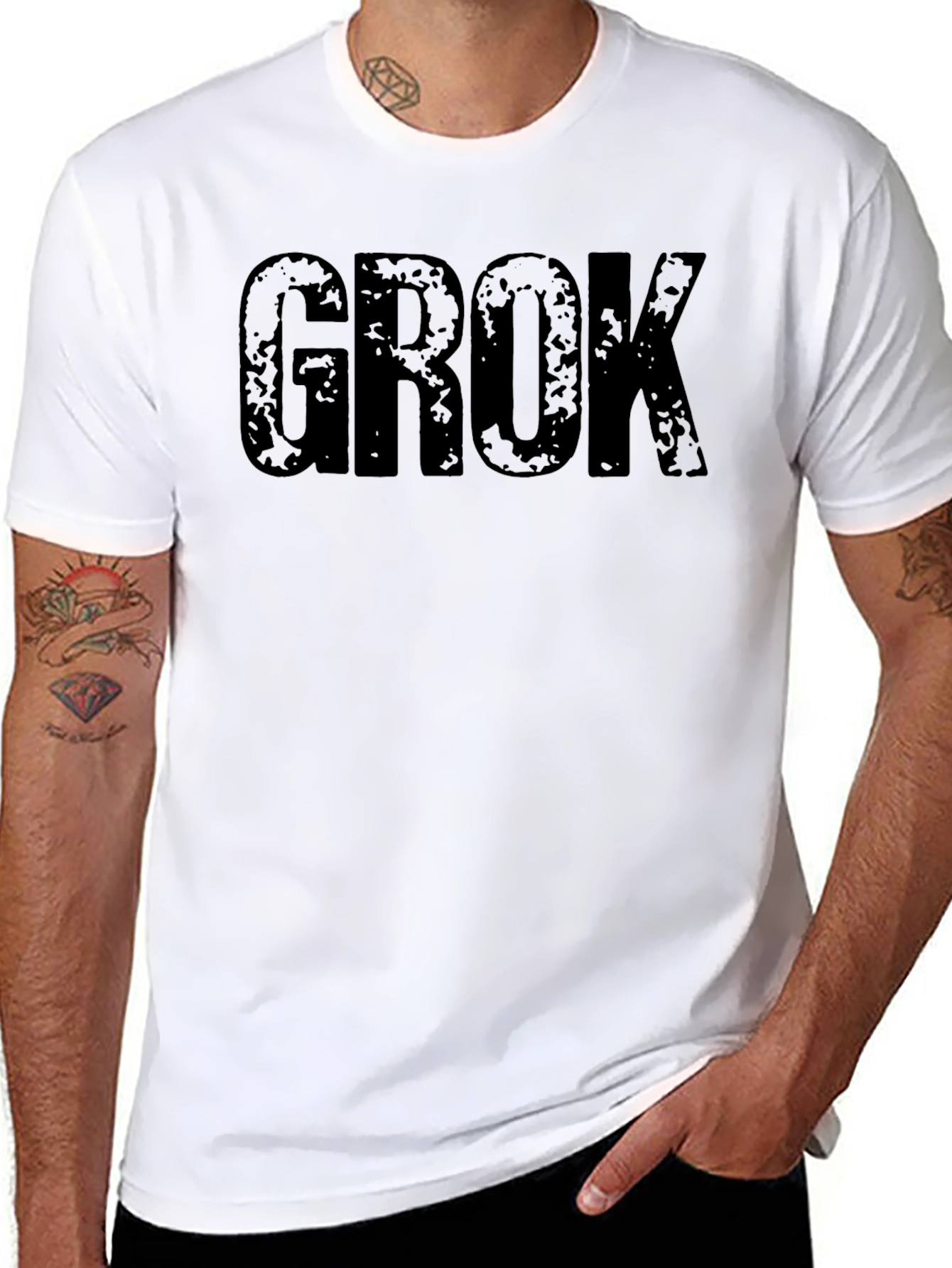GROK Graphic Tee - Distressed Look