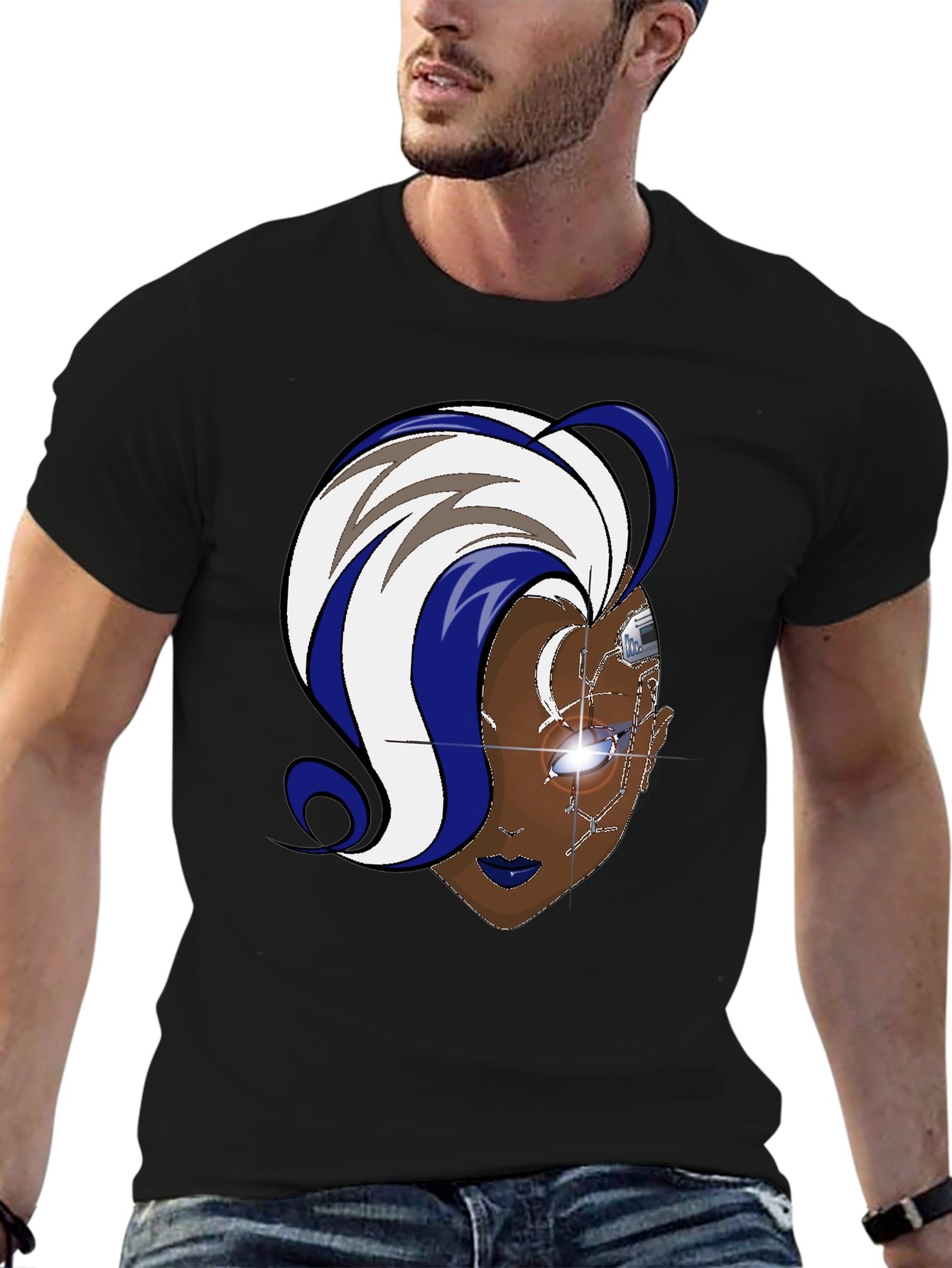 Cyberpunk Storm T-Shirt - Black Cotton Graphic Tee