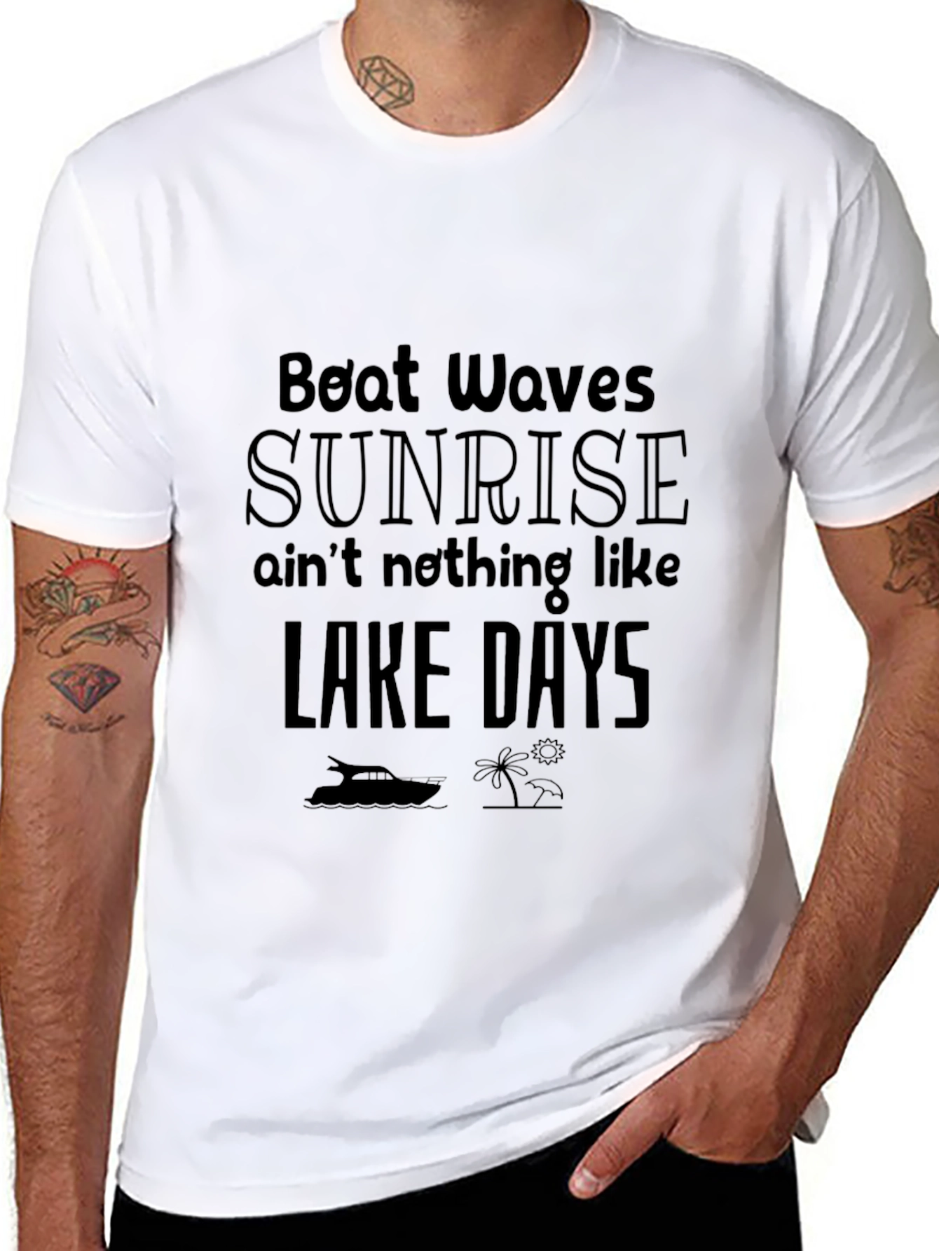 Lake Days Graphic T-Shirt - Black Cotton Tee