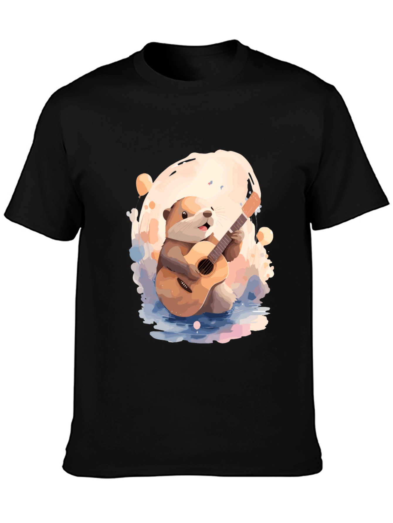 Otter Guitar Player Black T-Shirt
