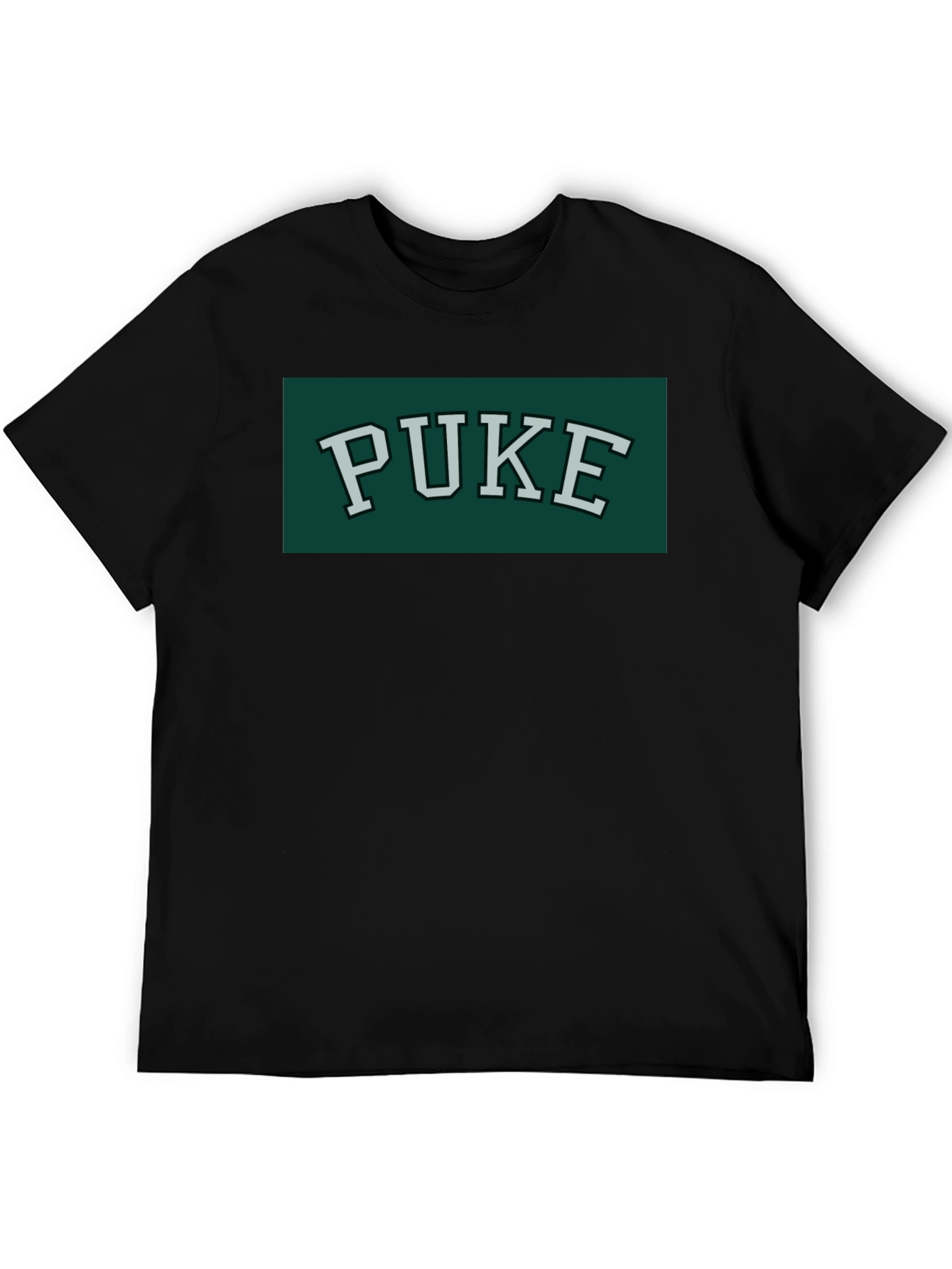 PUKE Text Tee - Retro College Style Graphic T-Shirt