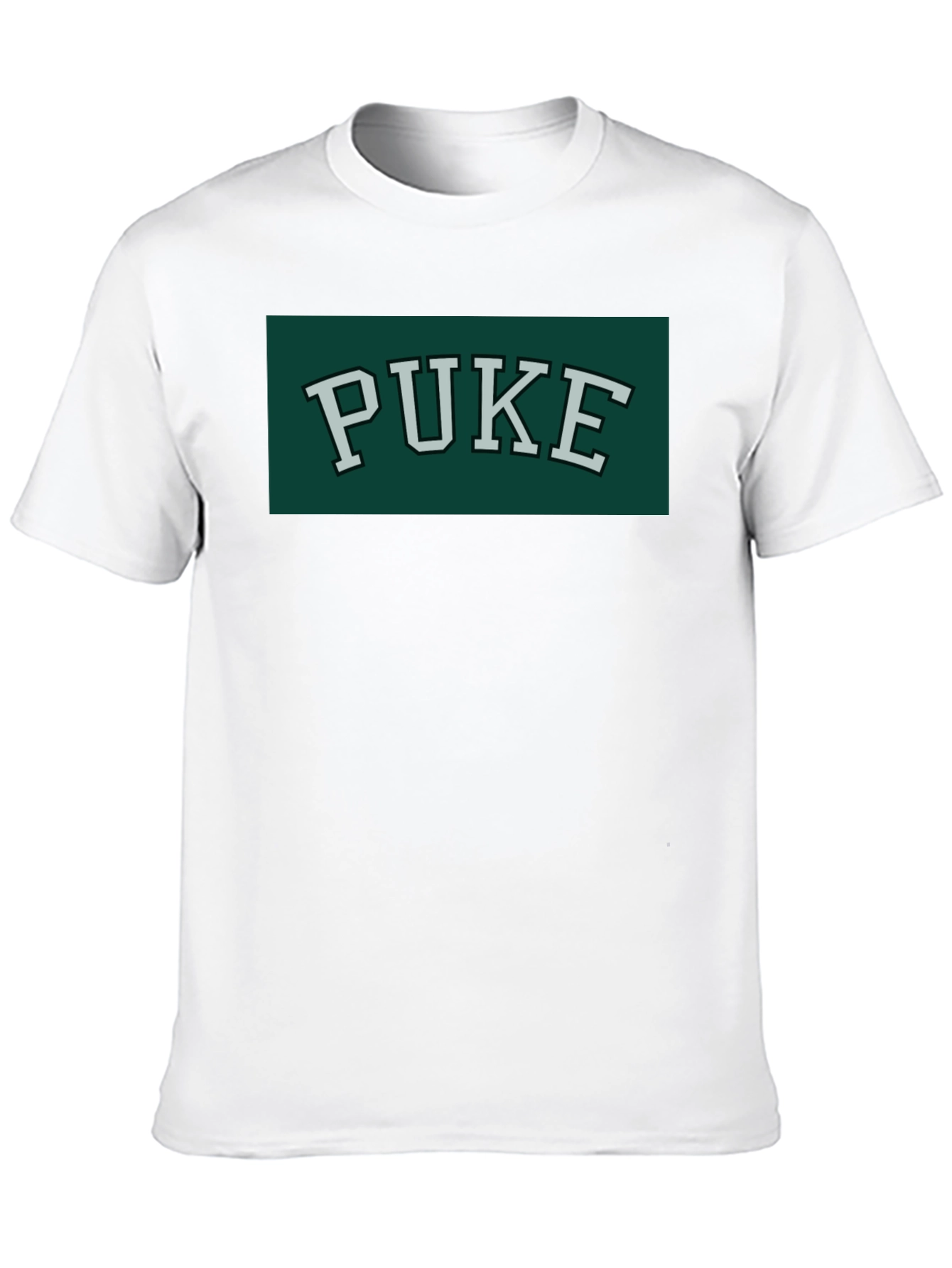 PUKE Text Tee - Retro College Style Graphic T-Shirt