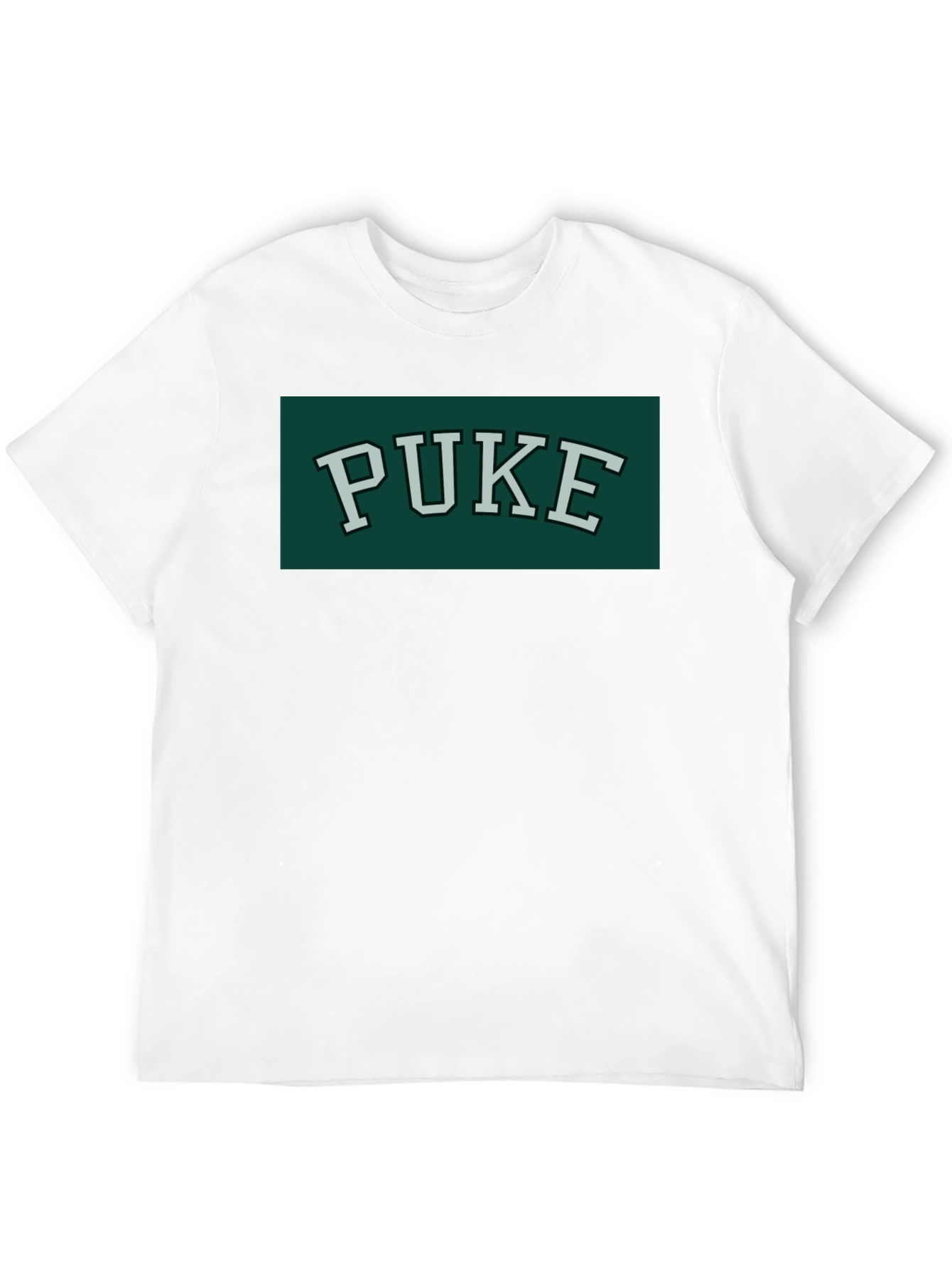PUKE Text Tee - Retro College Style Graphic T-Shirt