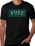 PUKE Text Tee - Retro College Style Graphic T-Shirt
