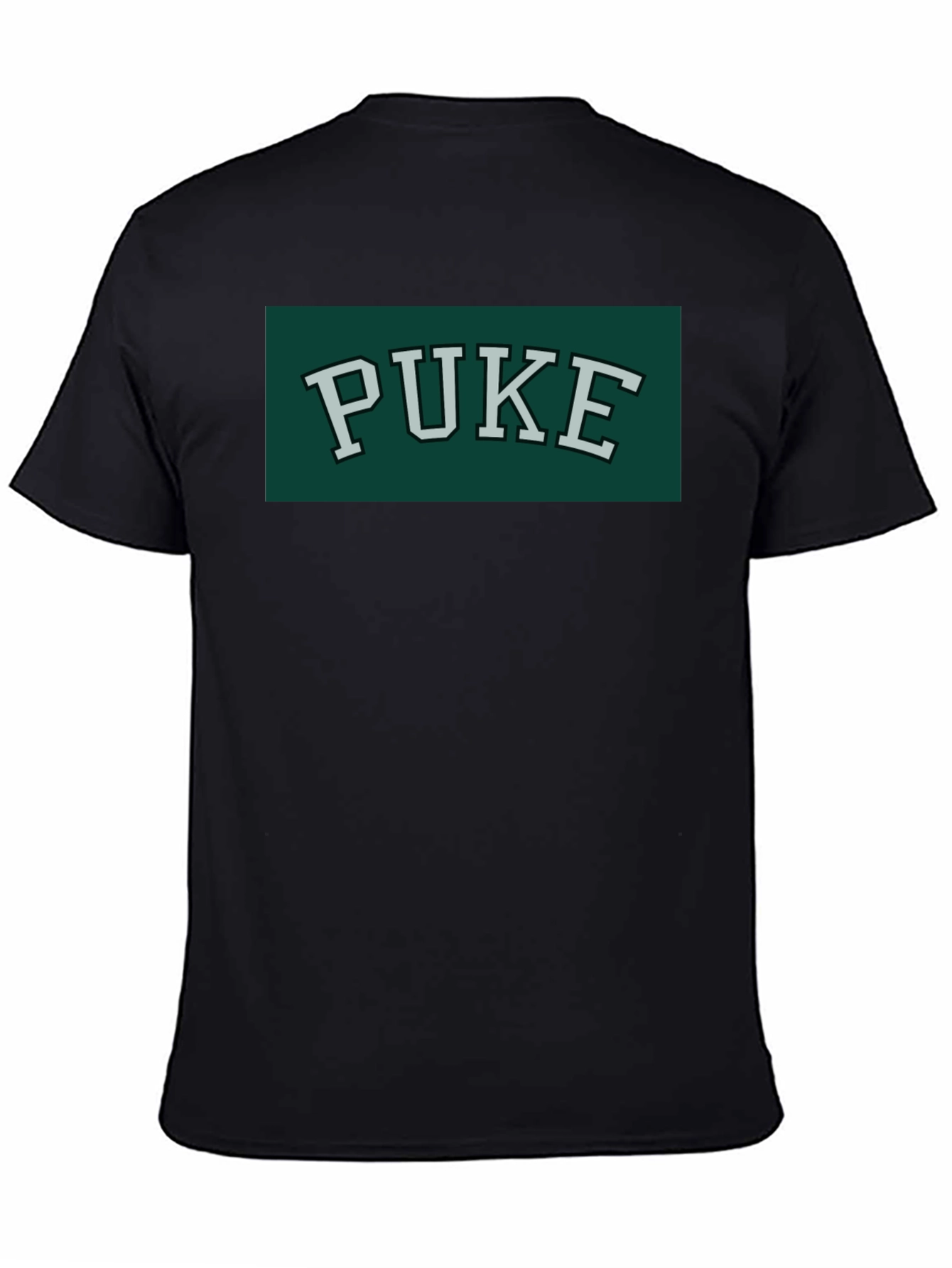 PUKE Text Tee - Retro College Style Graphic T-Shirt