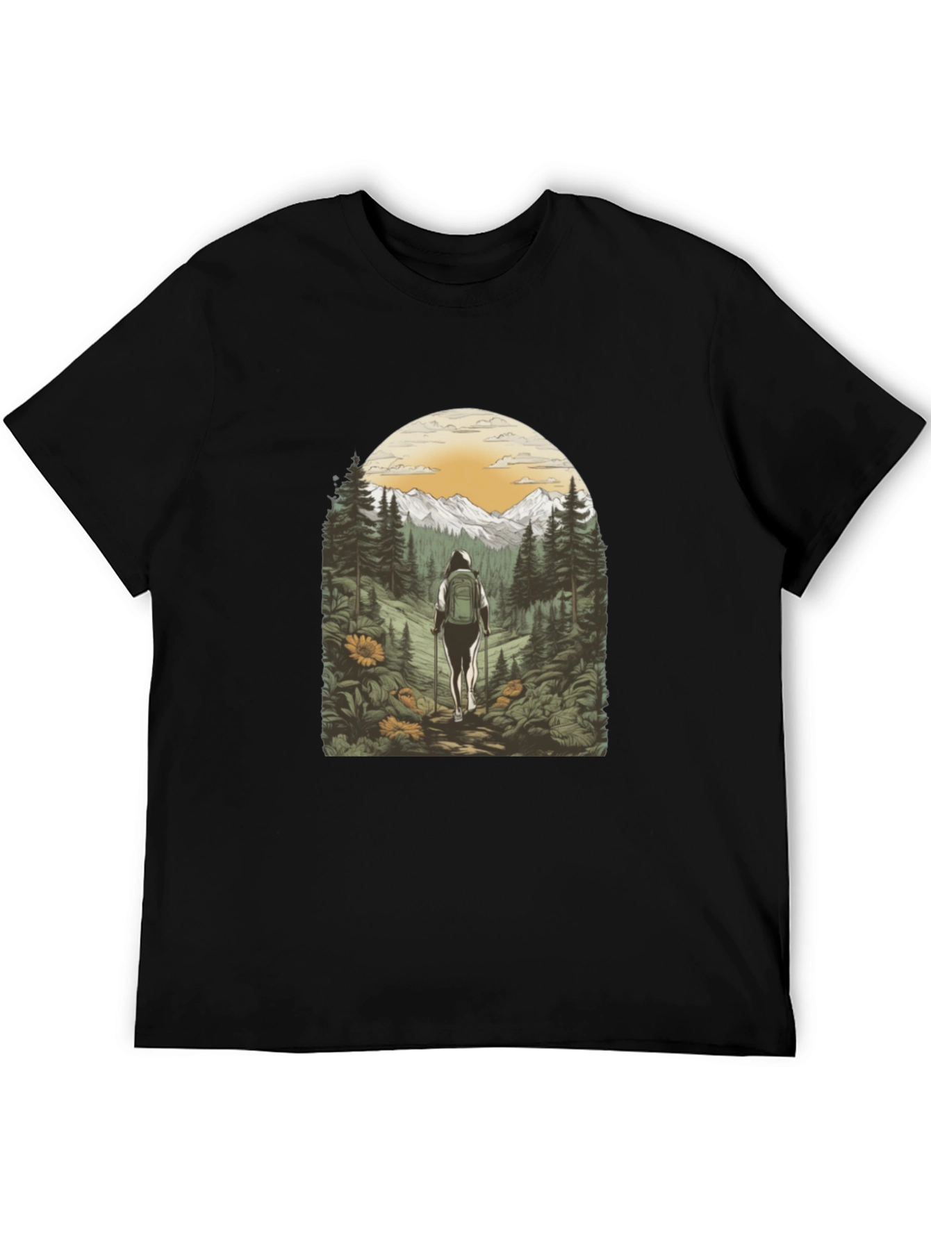 Nature Hiker Graphic Tee - Black