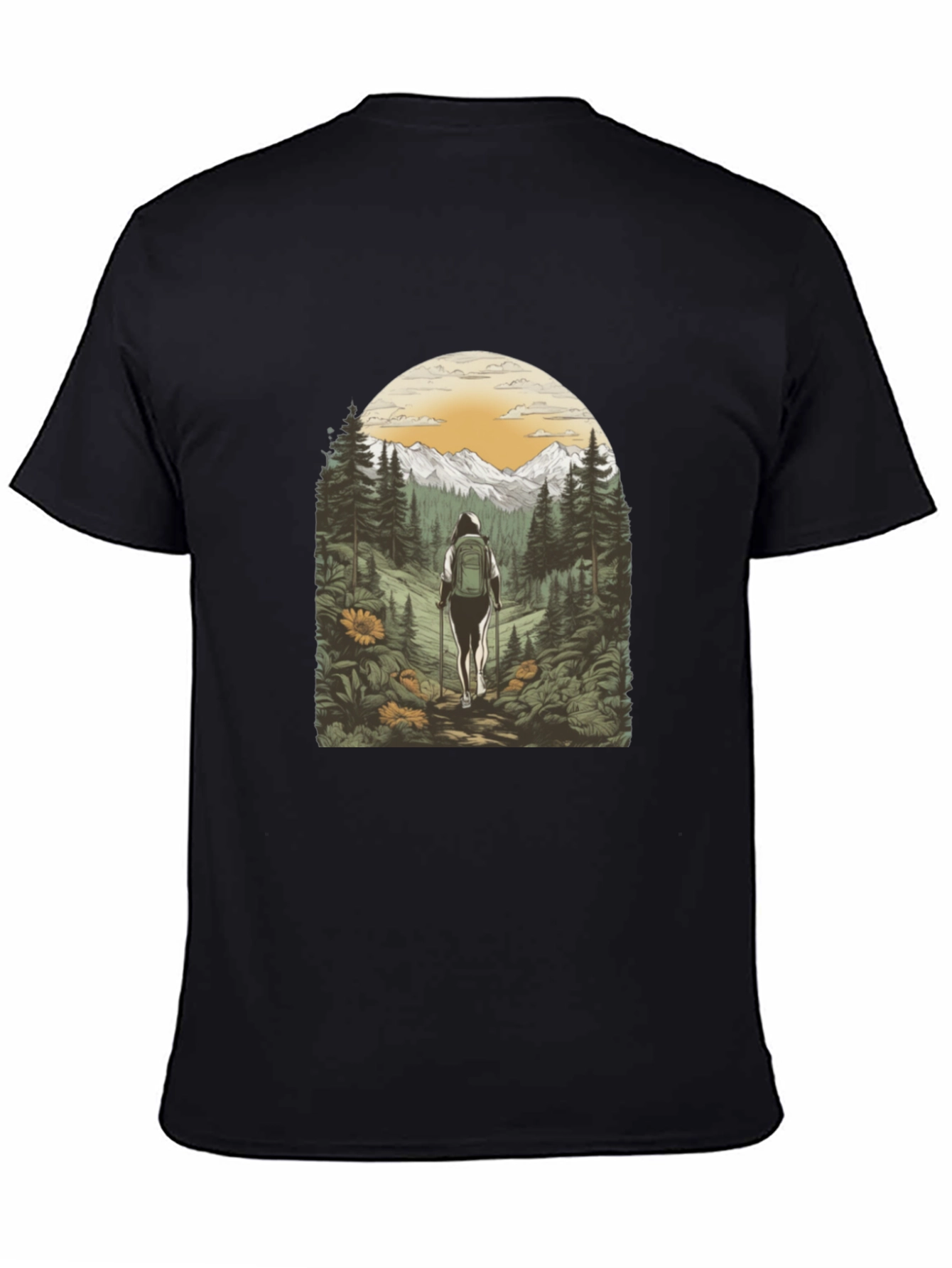 Nature Hiker Graphic Tee - Black