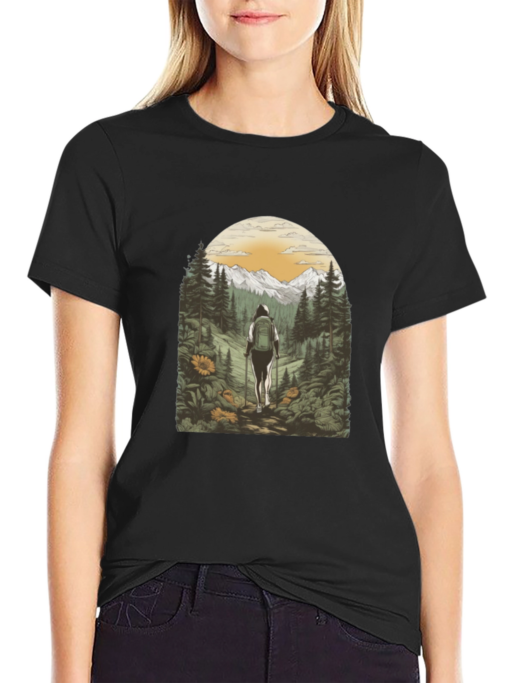 Nature Hiker Graphic Tee - Black