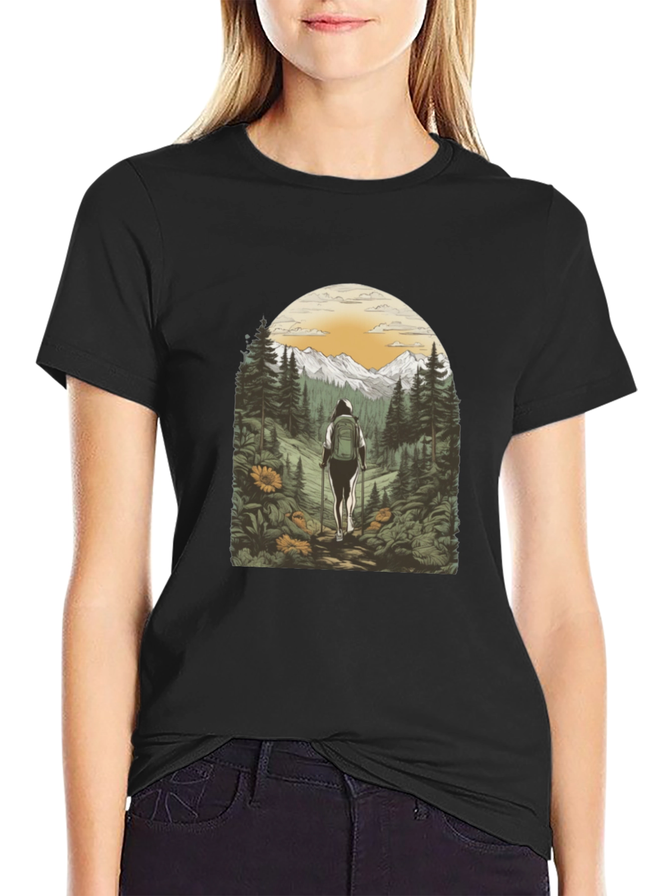 Nature Hiker Graphic Tee - Black