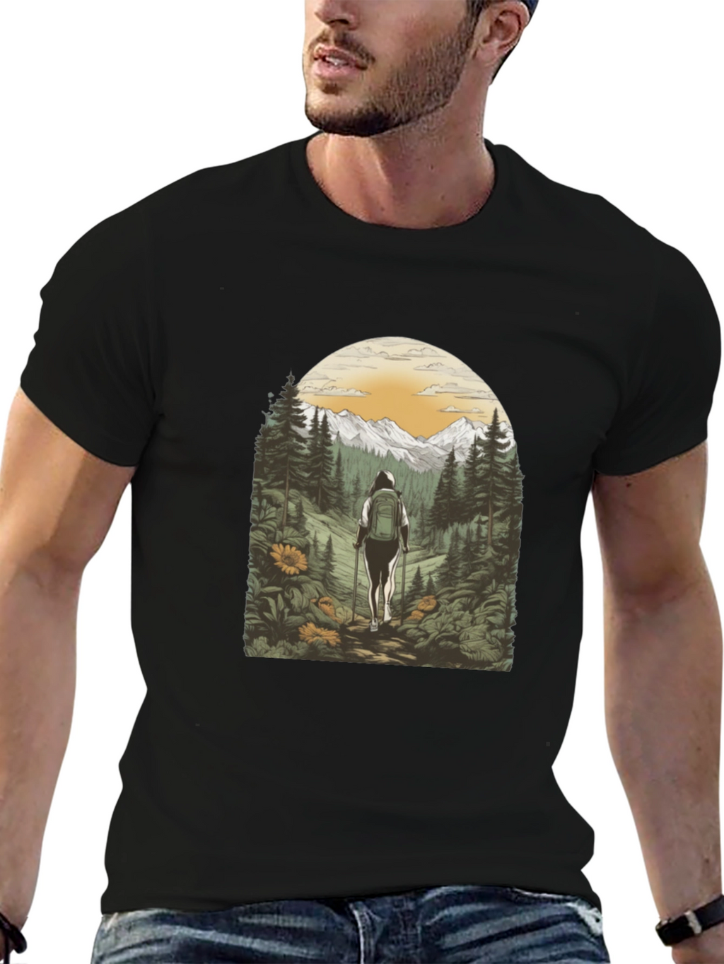 Nature Hiker Graphic Tee - Black