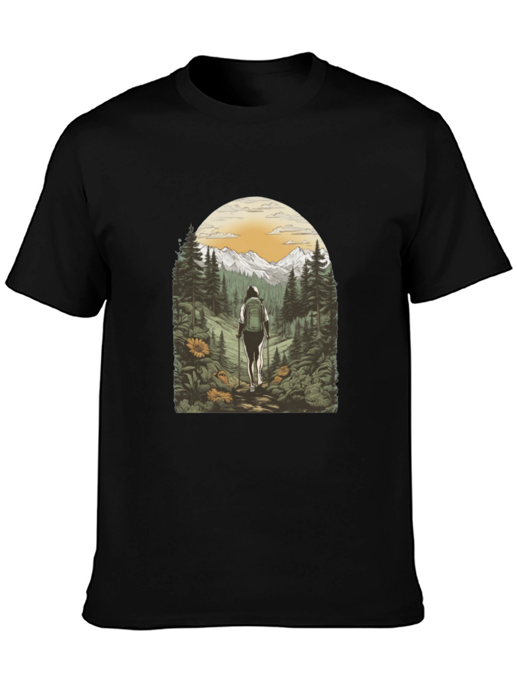 Nature Hiker Graphic Tee - Black