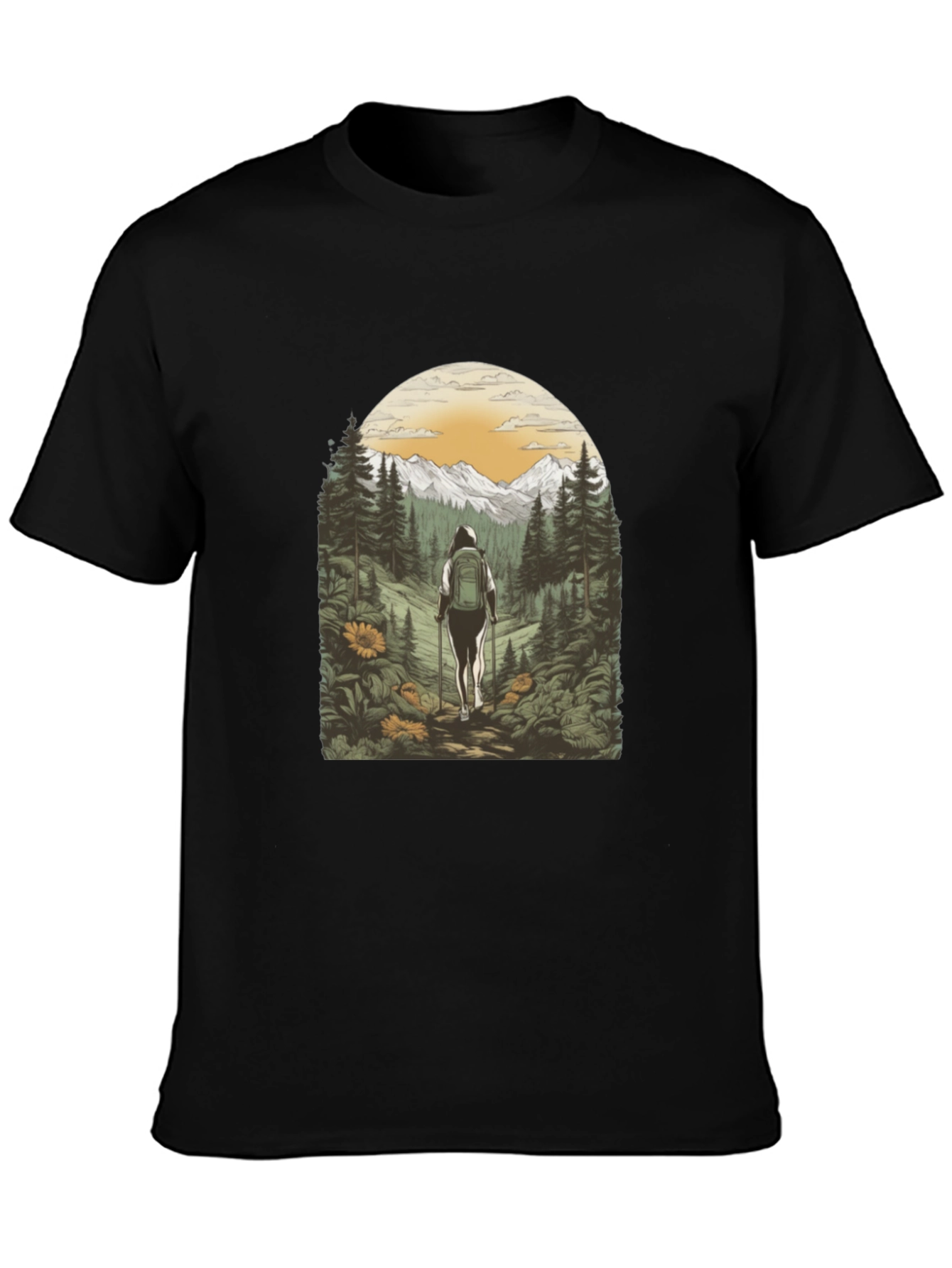 Nature Hiker Graphic Tee - Black