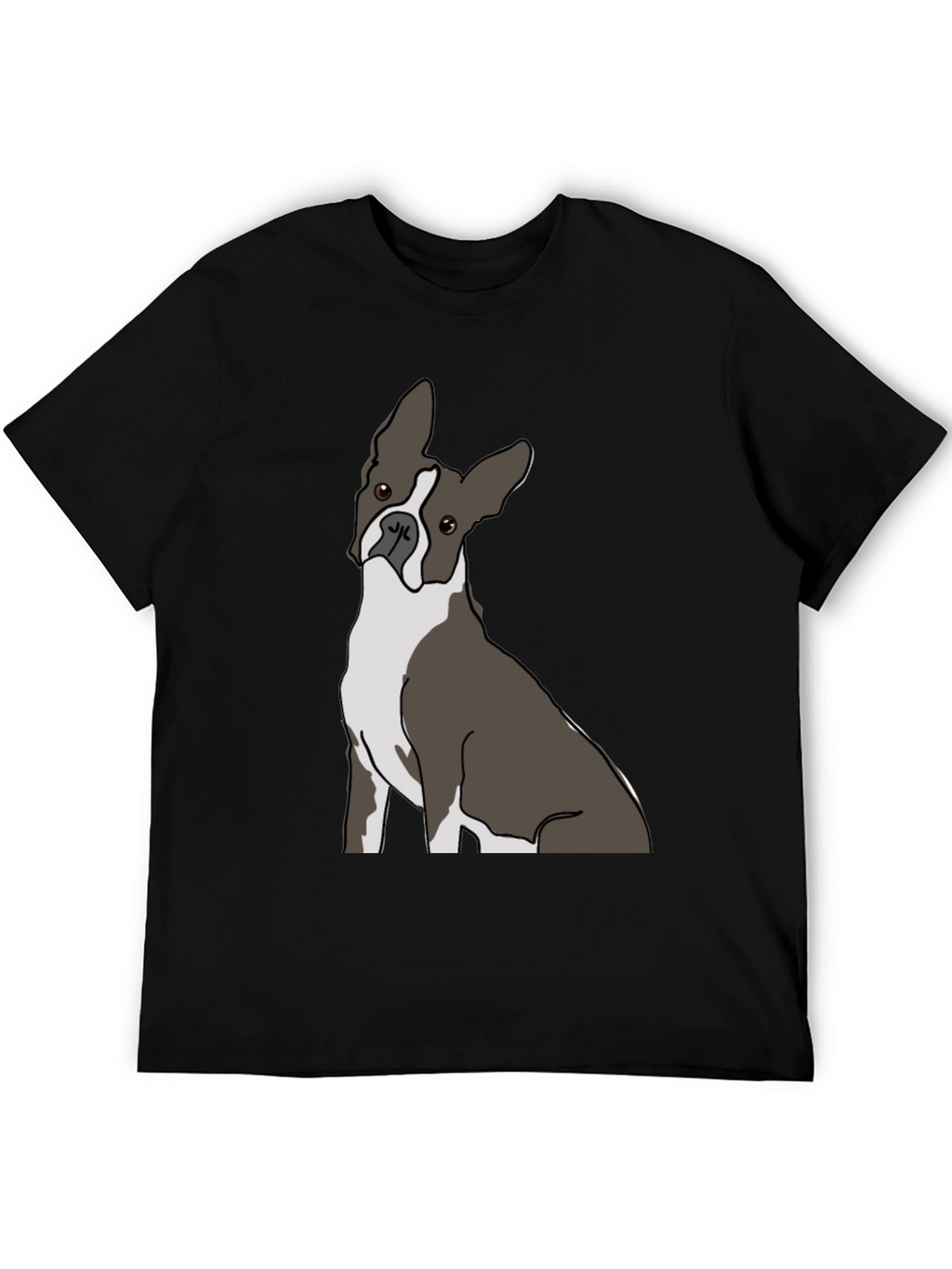 Boston Terrier Graphic Tee - Black Cotton Casual Wear