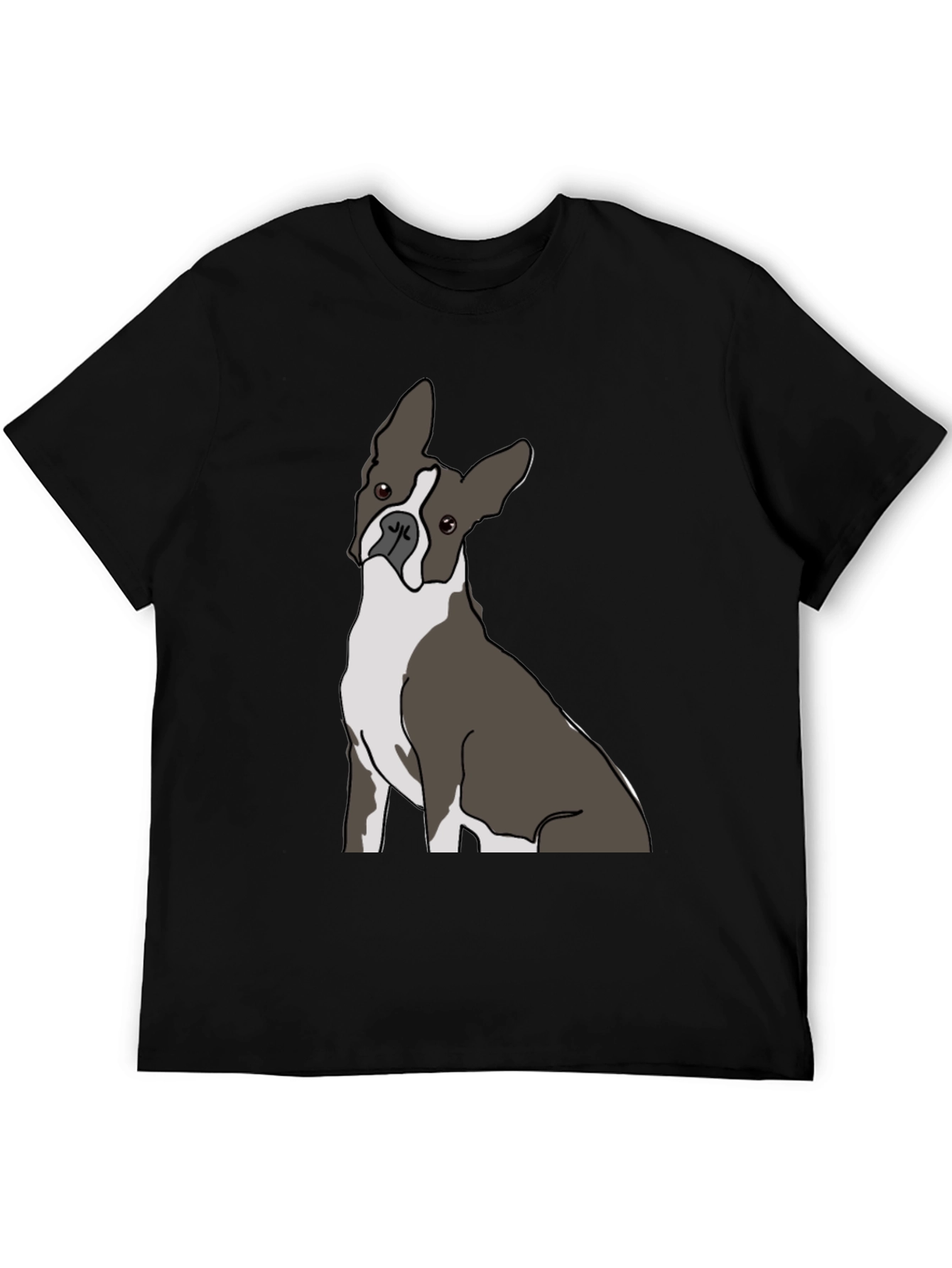 Boston Terrier Graphic Tee - Black Cotton Casual Wear