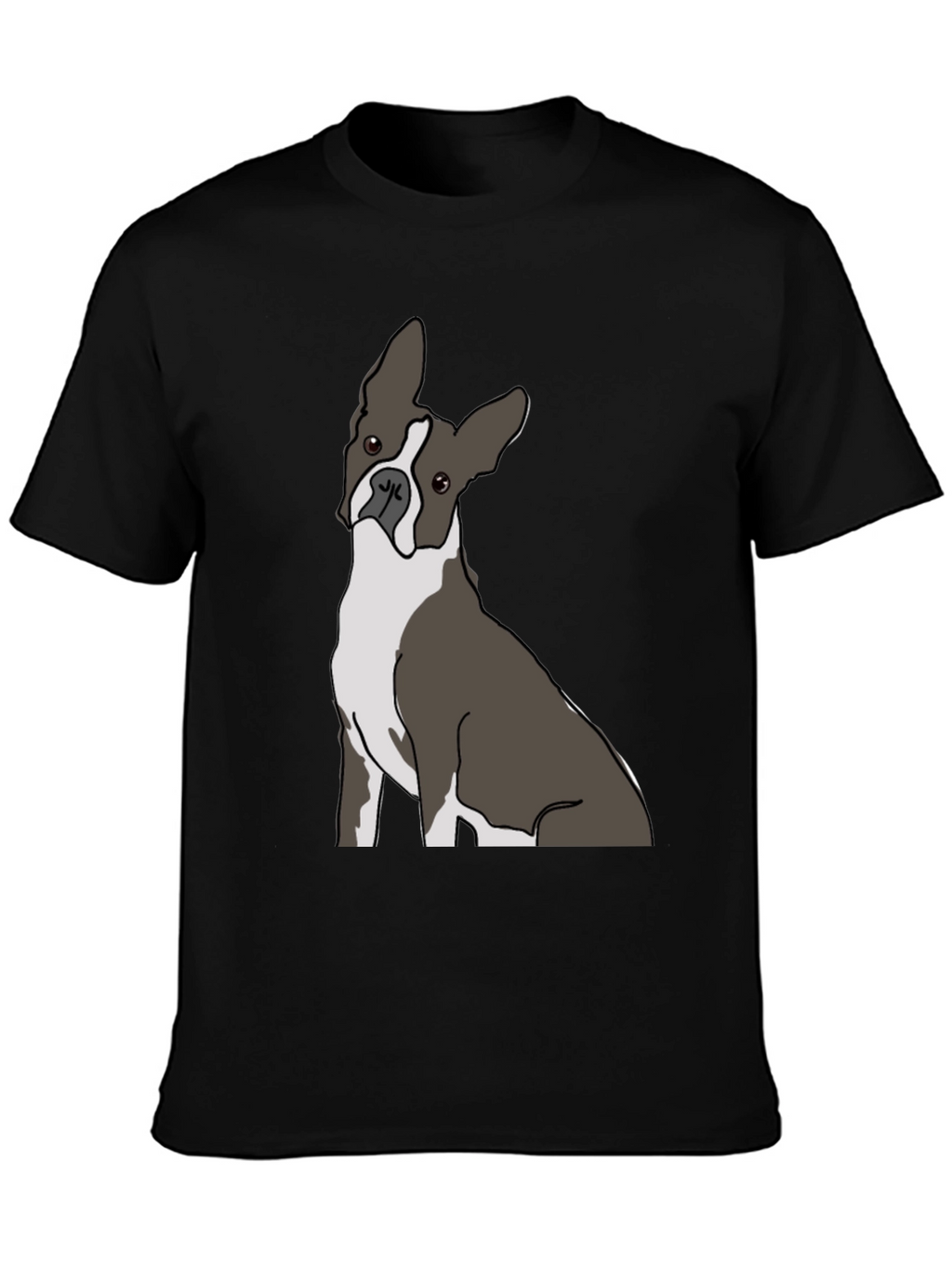Boston Terrier Graphic Tee - Black Cotton Casual Wear
