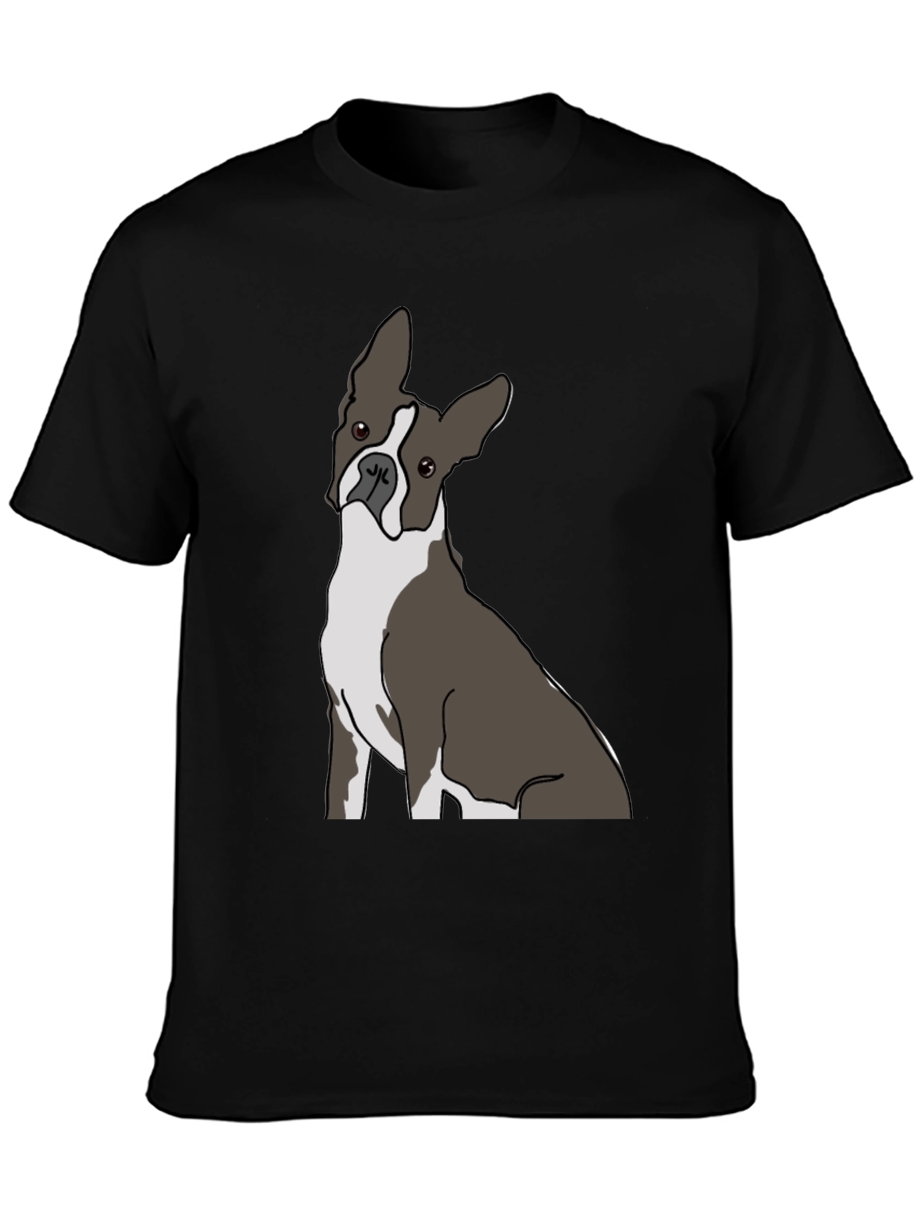 Boston Terrier Graphic Tee - Black Cotton Casual Wear