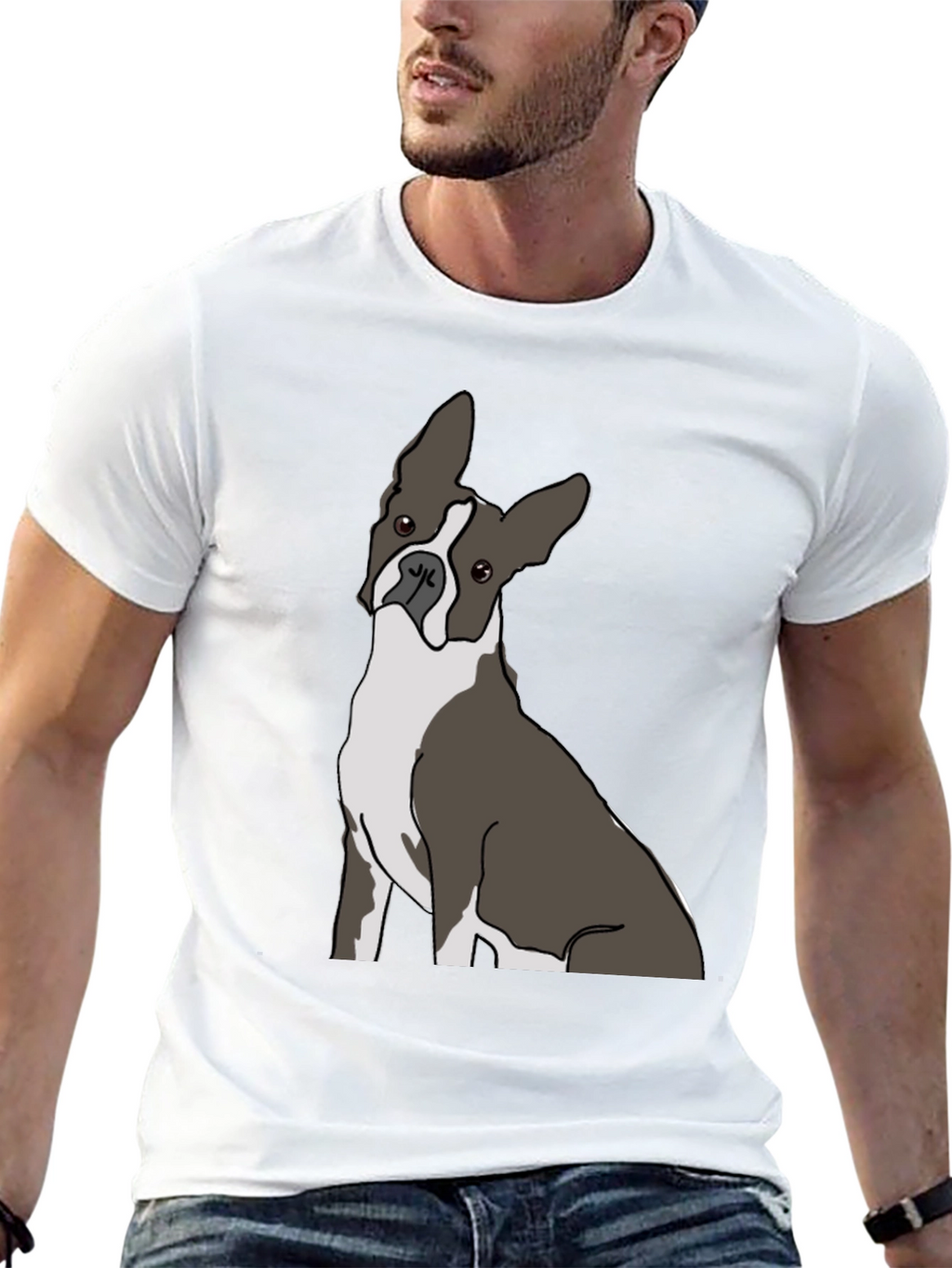 Boston Terrier Graphic Tee - Black Cotton Casual Wear