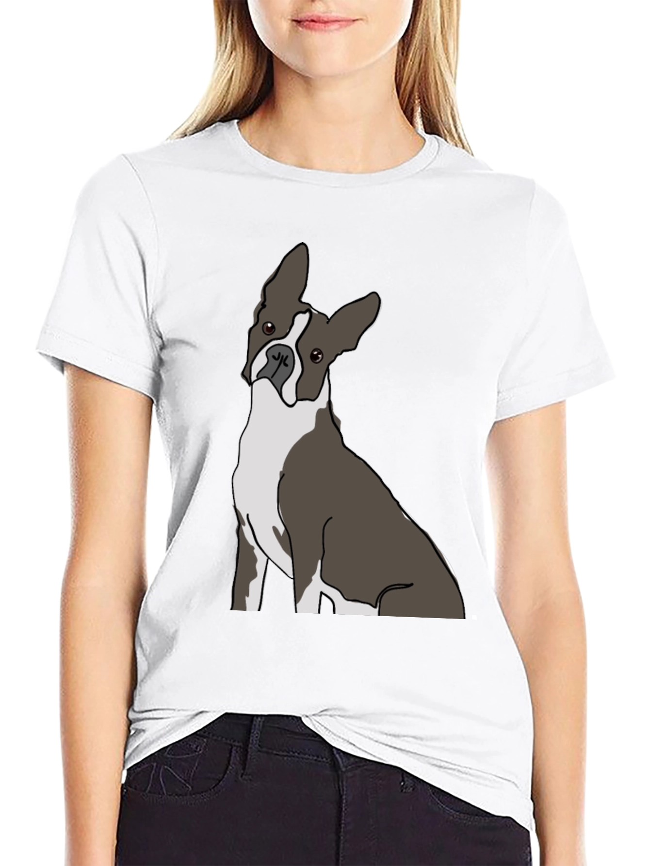 Boston Terrier Graphic Tee - Black Cotton Casual Wear
