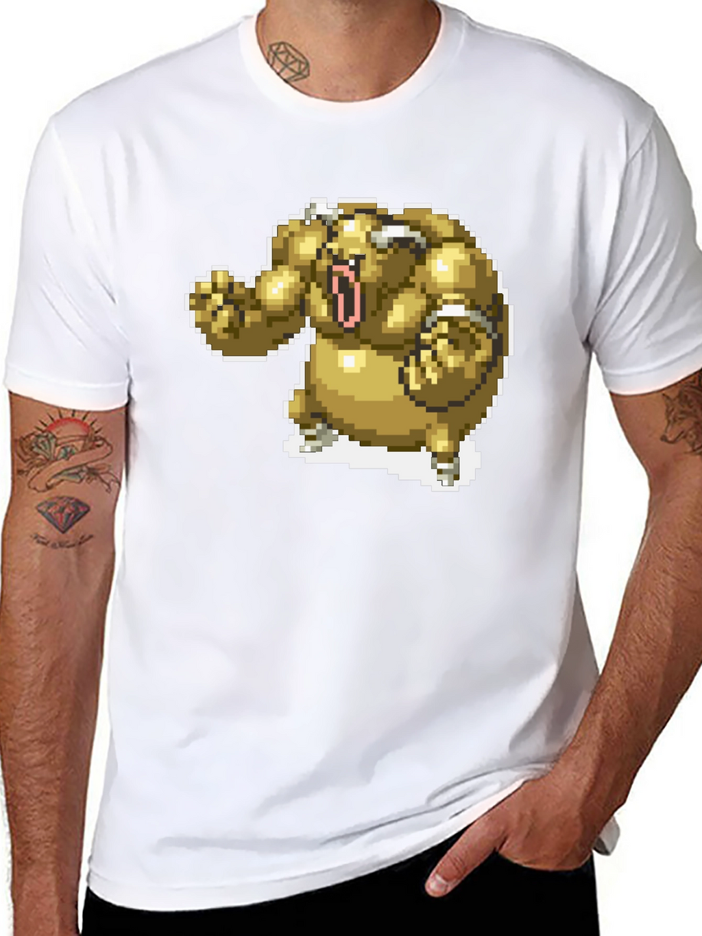 Pixel Art Monster Graphic T-Shirt - Black