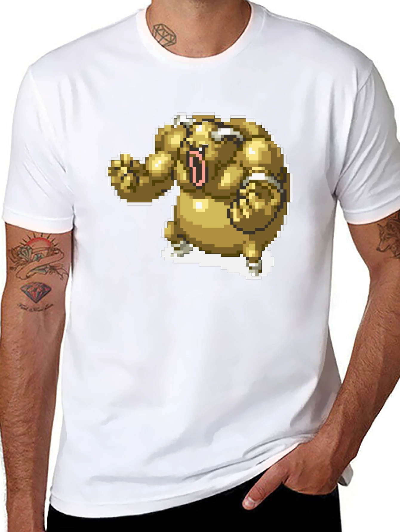 Pixel Art Monster Graphic T-Shirt - Black