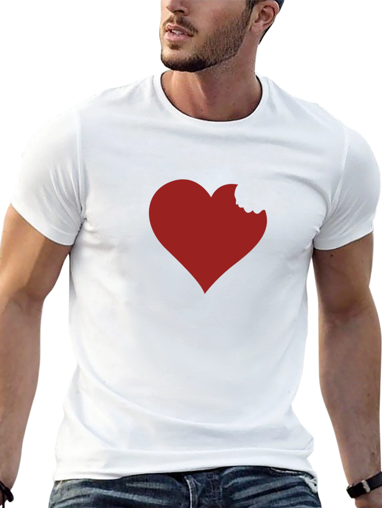 Heart Bite T-Shirt - Black Crew Neck Tee
