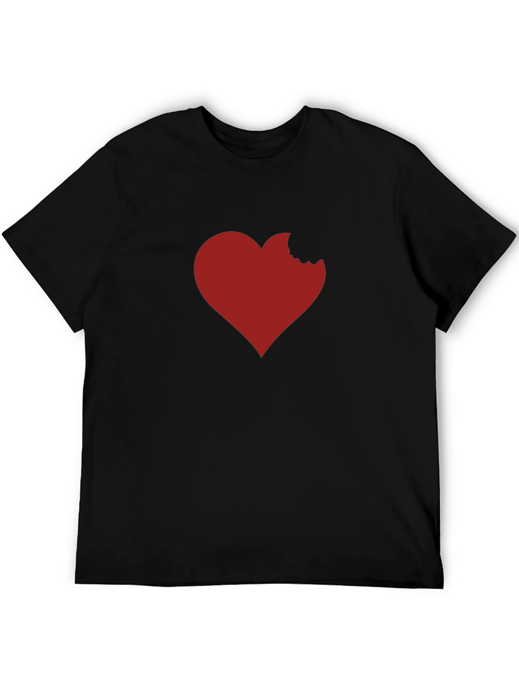 Heart Bite T-Shirt - Black Crew Neck Tee