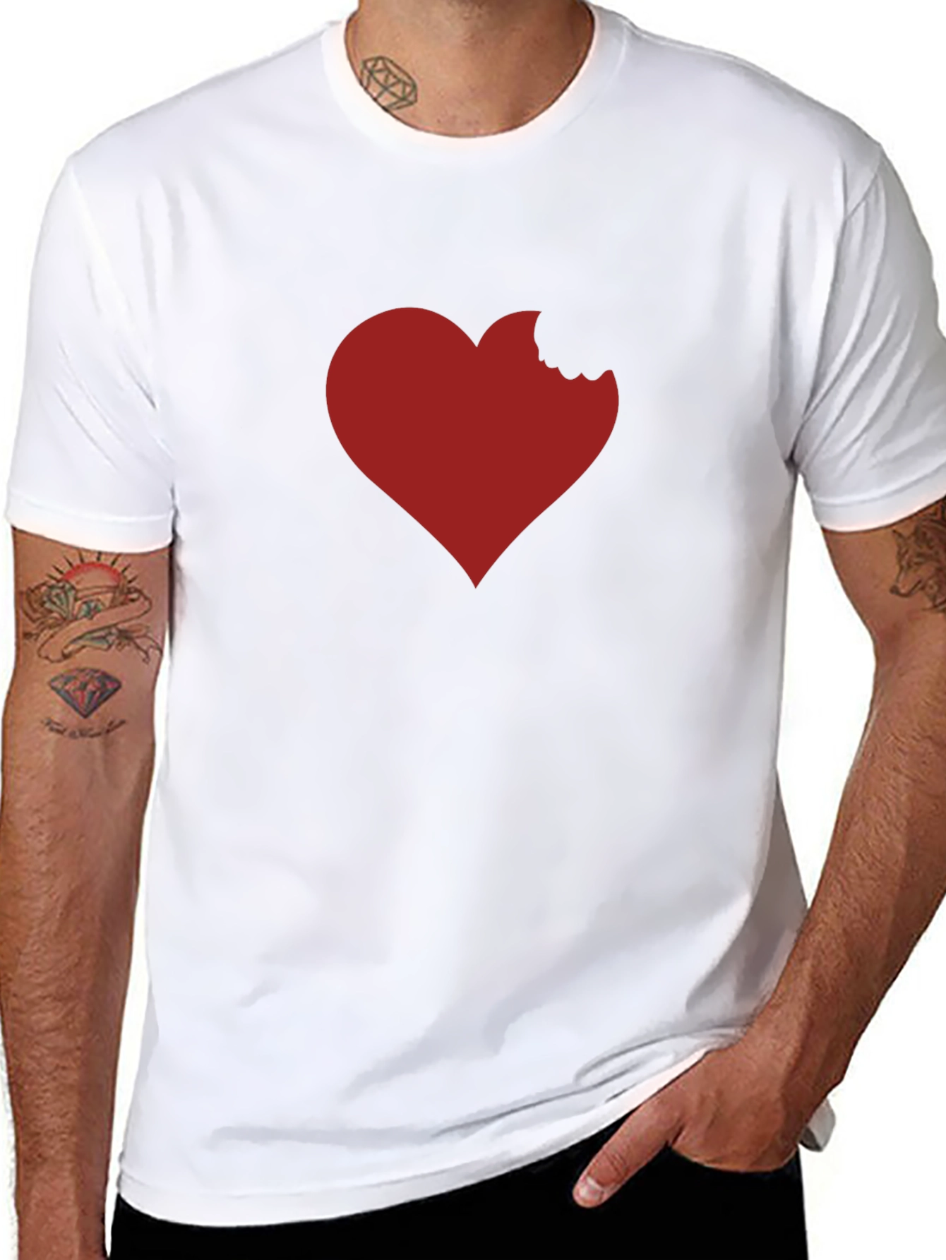 Heart Bite T-Shirt - Black Crew Neck Tee