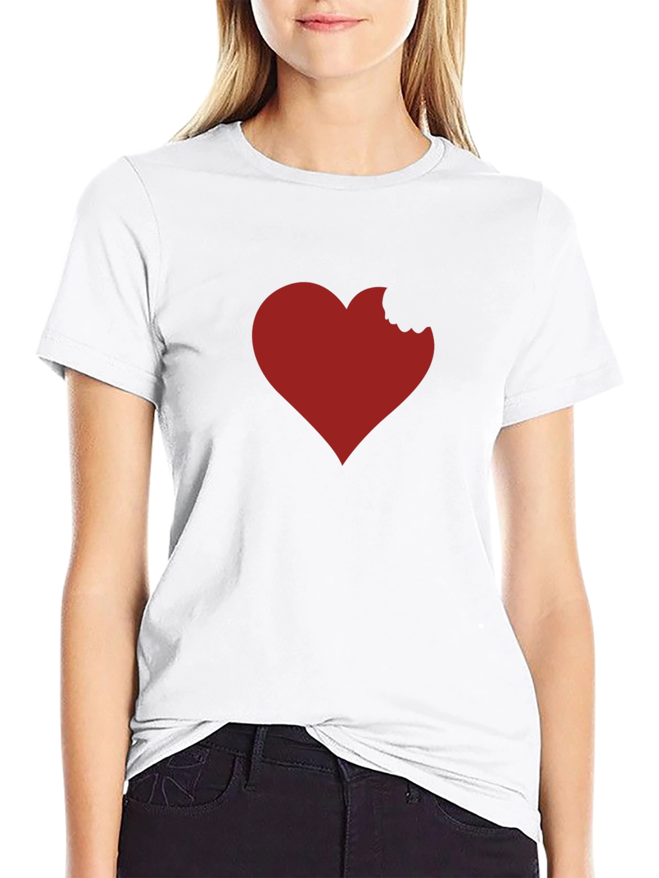 Heart Bite T-Shirt - Black Crew Neck Tee