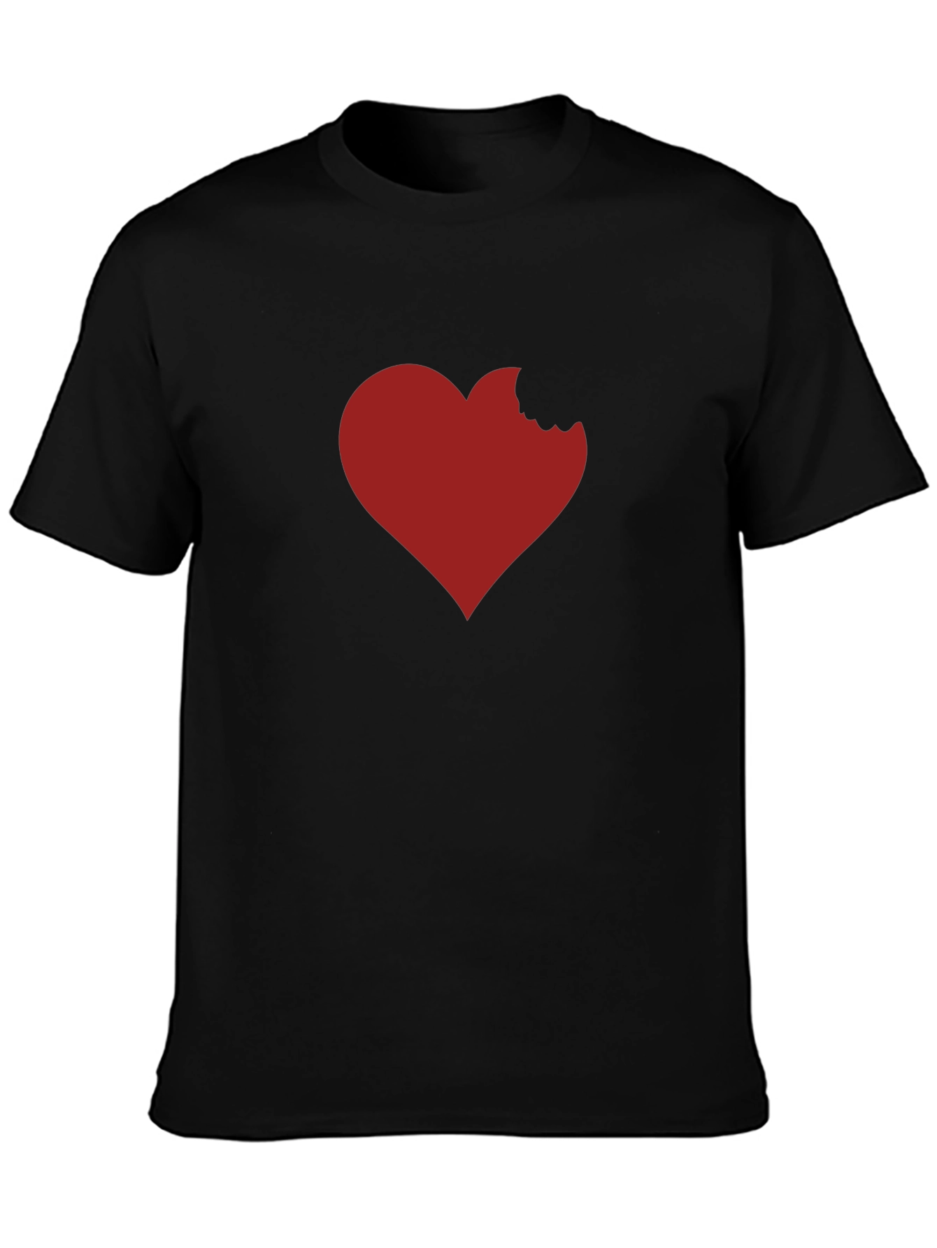 Heart Bite T-Shirt - Black Crew Neck Tee