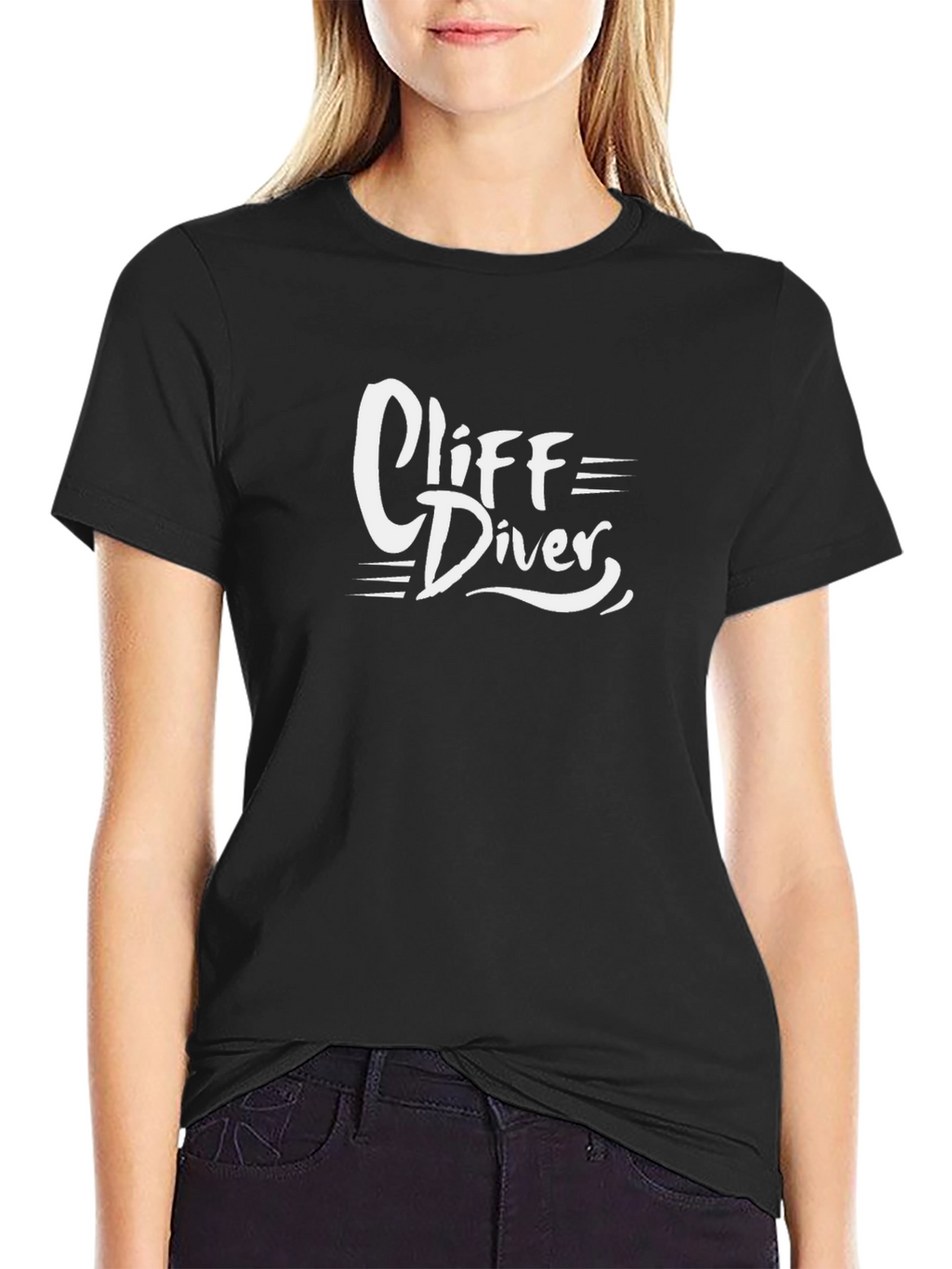 Cliff Diver Graphic T-Shirt - Black Cotton Tee