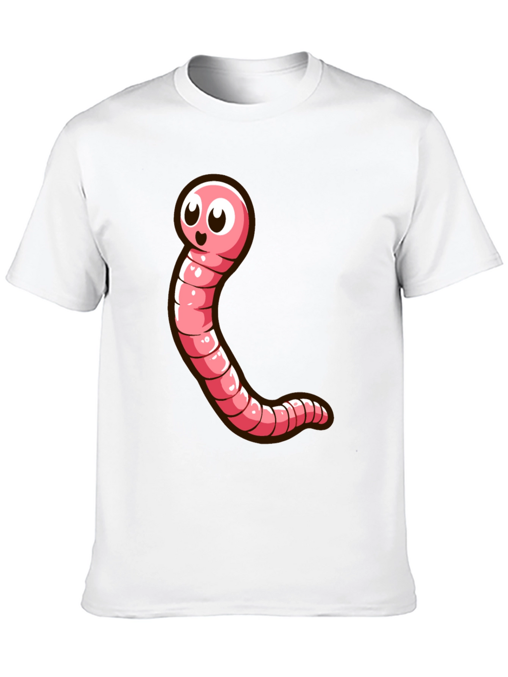 Cartoon Worm Graphic Tee - Black Cotton T-Shirt