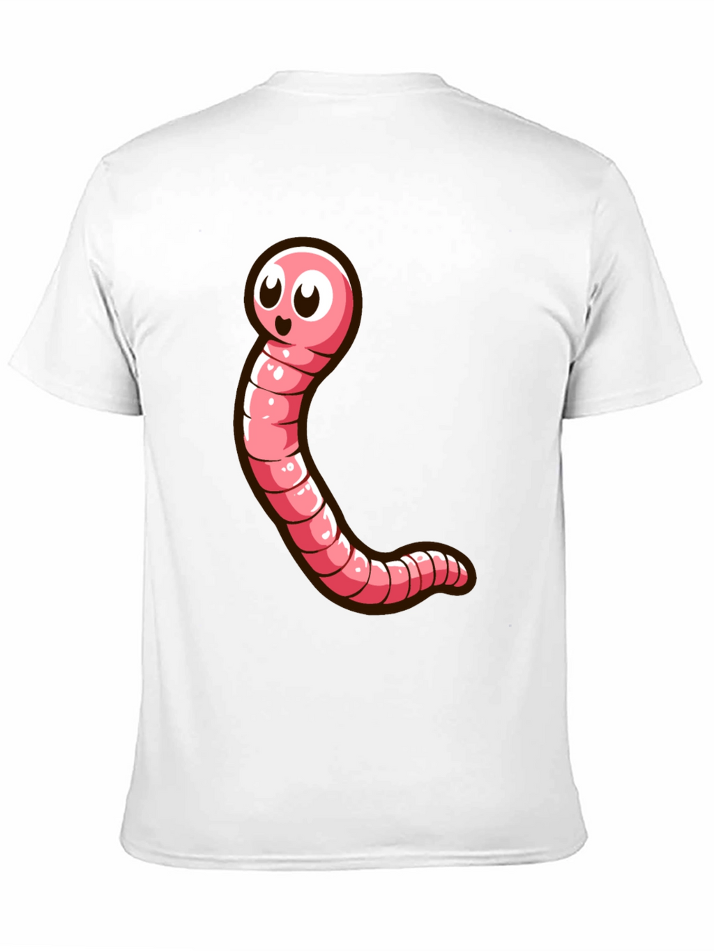 Cartoon Worm Graphic Tee - Black Cotton T-Shirt