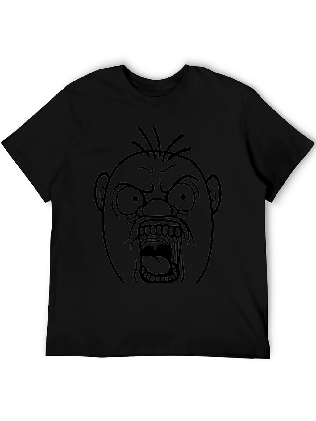 Angry Face Graphic T-Shirt - Black Cotton Tee