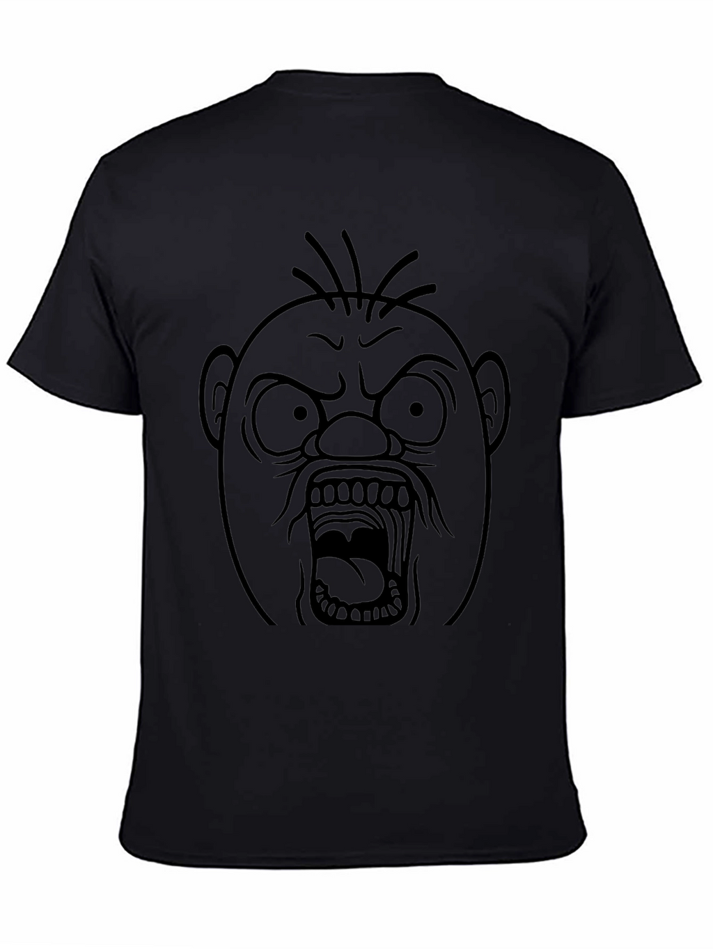 Angry Face Graphic T-Shirt - Black Cotton Tee