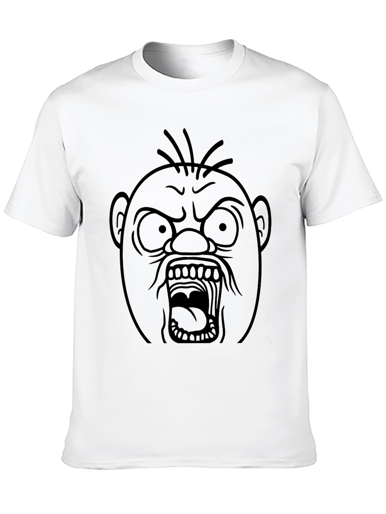 Angry Face Graphic T-Shirt - Black Cotton Tee
