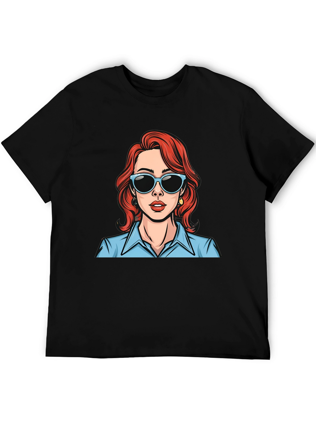 Retro Cartoon Woman Graphic T-Shirt - Black