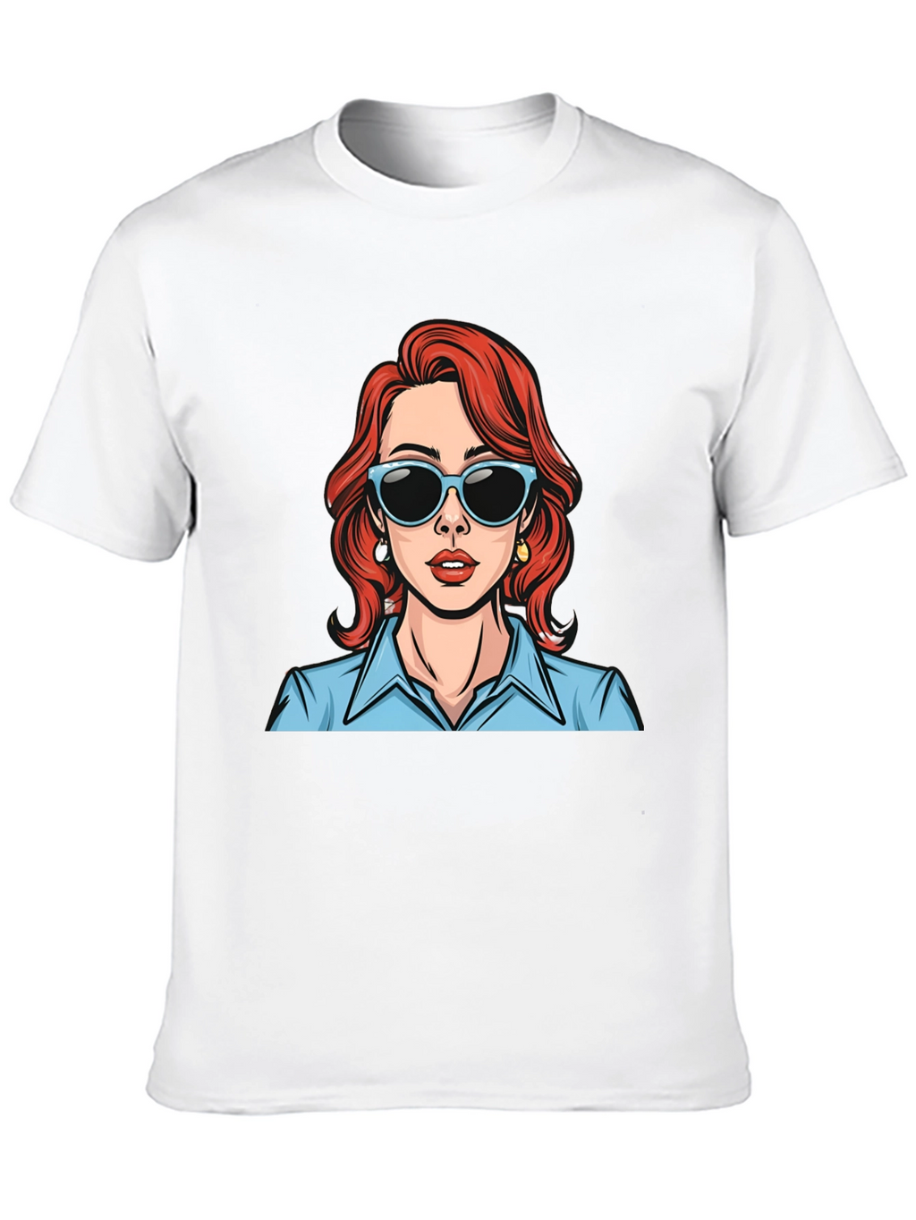 Retro Cartoon Woman Graphic T-Shirt - Black