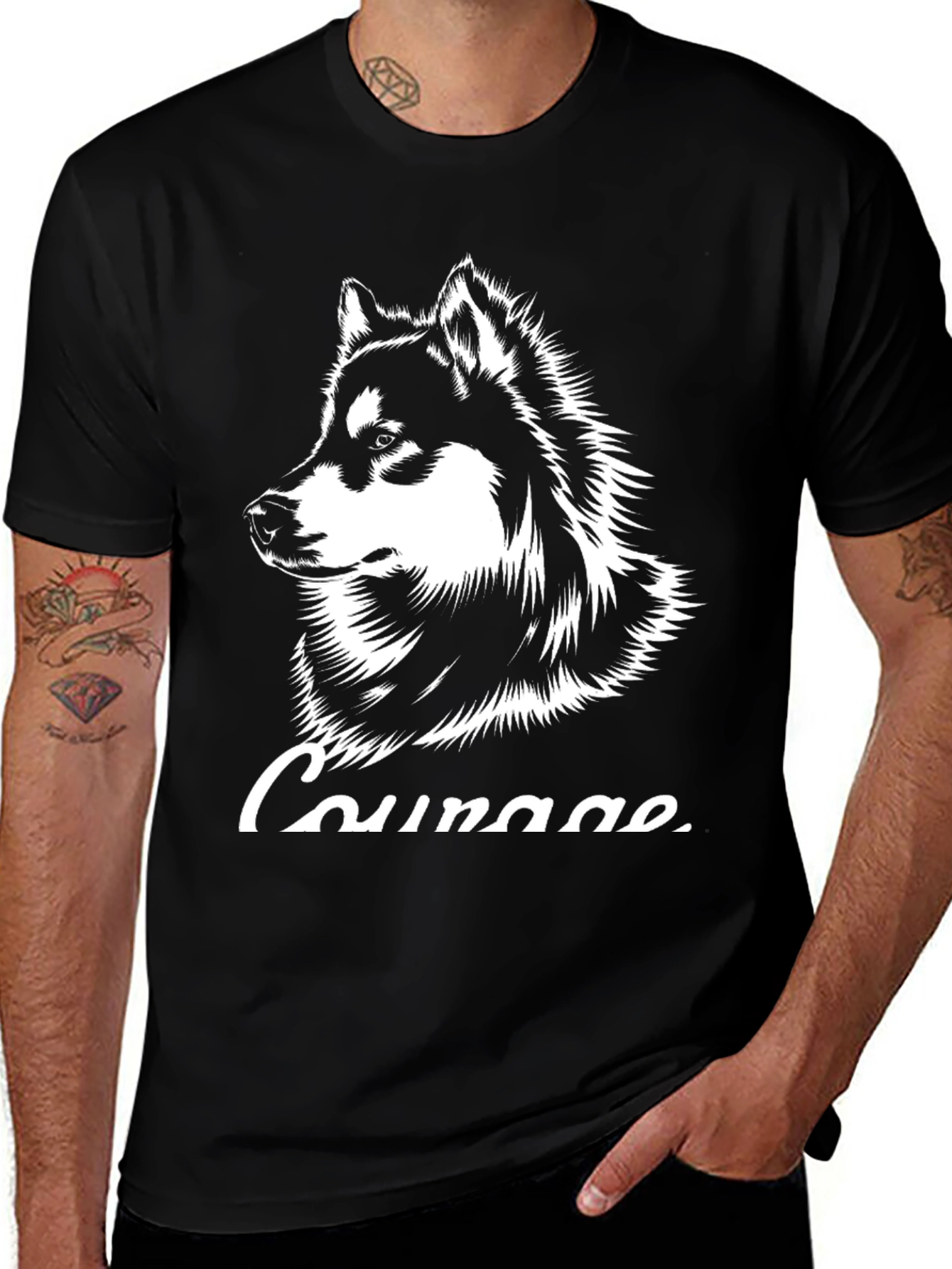 Courage Husky Graphic T-Shirt - Black