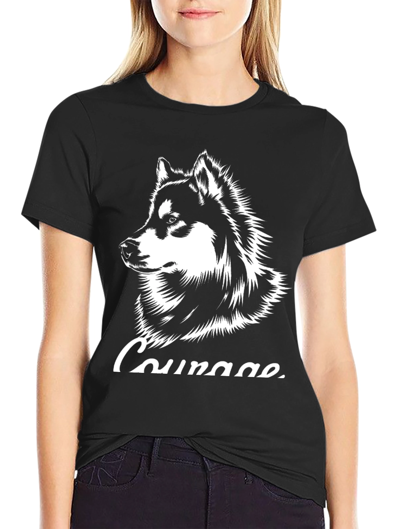 Courage Husky Graphic T-Shirt - Black