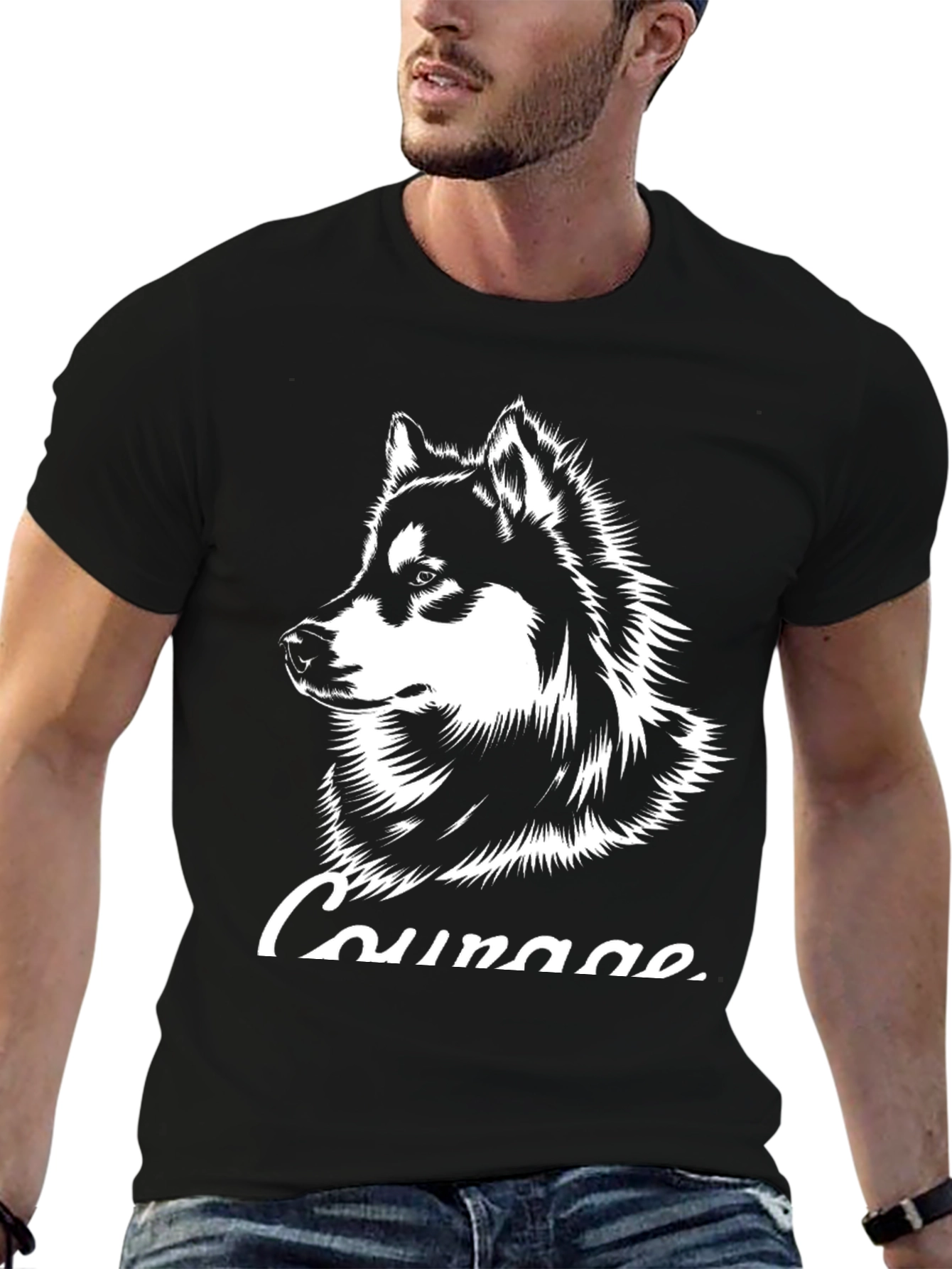 Courage Husky Graphic T-Shirt - Black